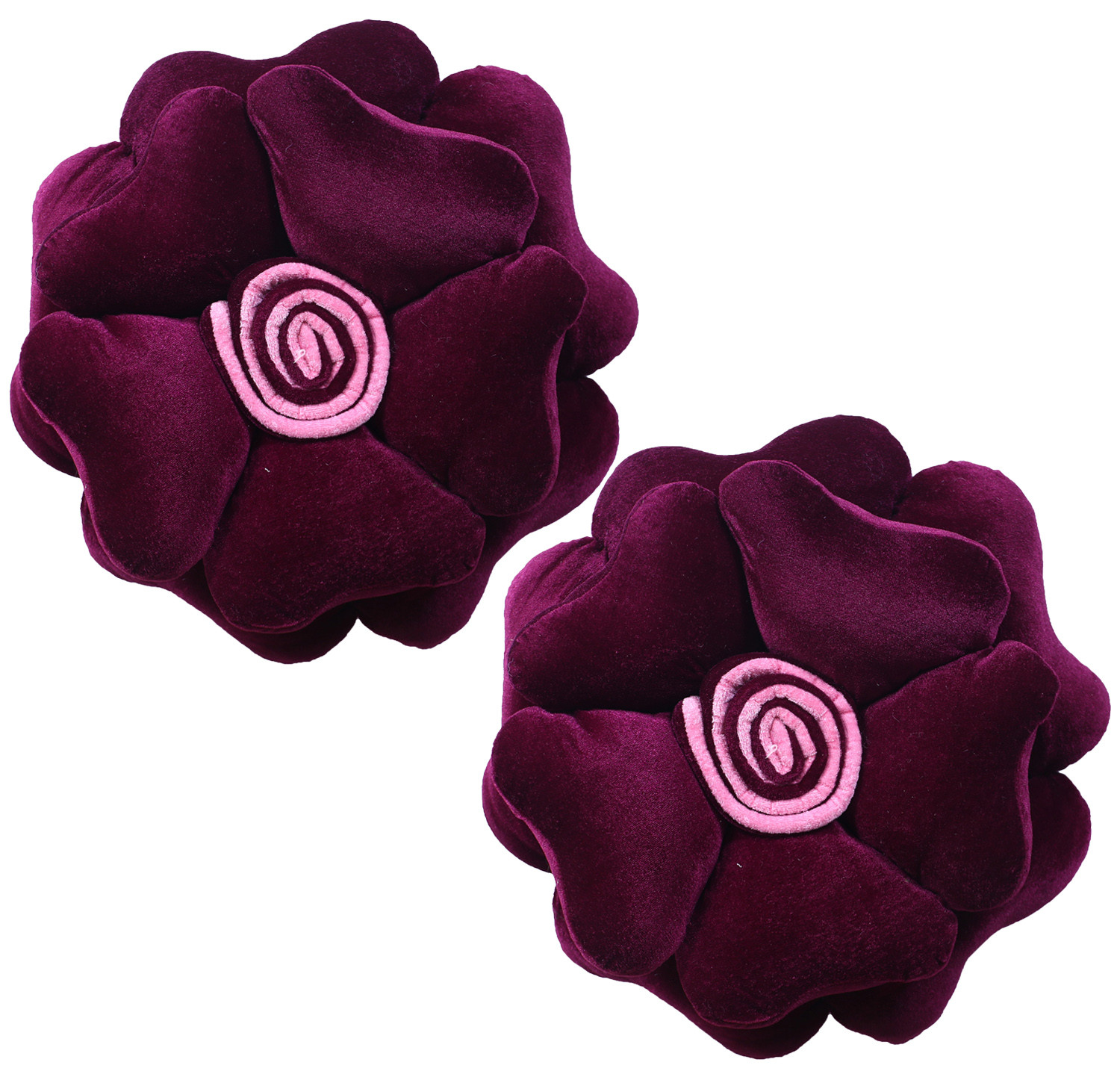 Kuber Industries Rose Flower Shaped Pair Cushion|Soft & Decorative Cushions for Living Room Bed,Sofa,Seating Area,16 Inch,(Purple)