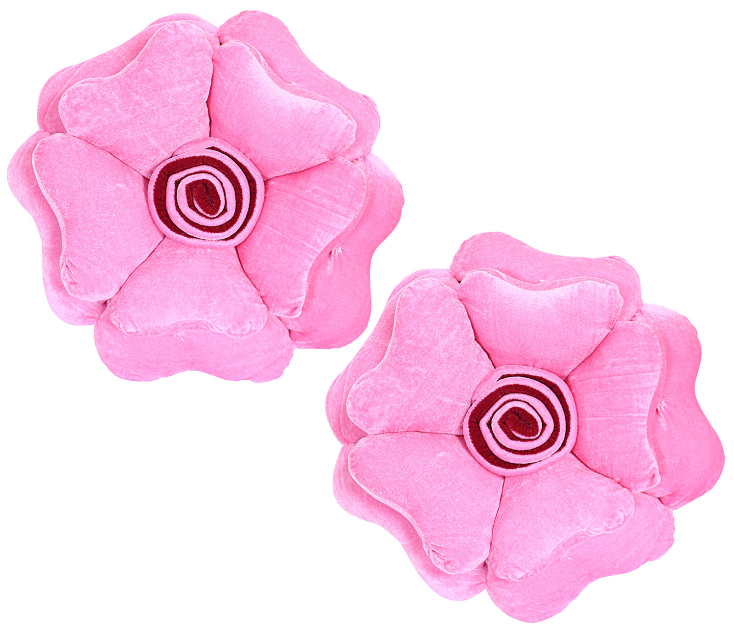 Kuber Industries Rose Flower Shaped Pair Cushion|Soft & Decorative Cushions for Living Room Bed,Sofa,Seating Area,16 Inch,(Pink)
