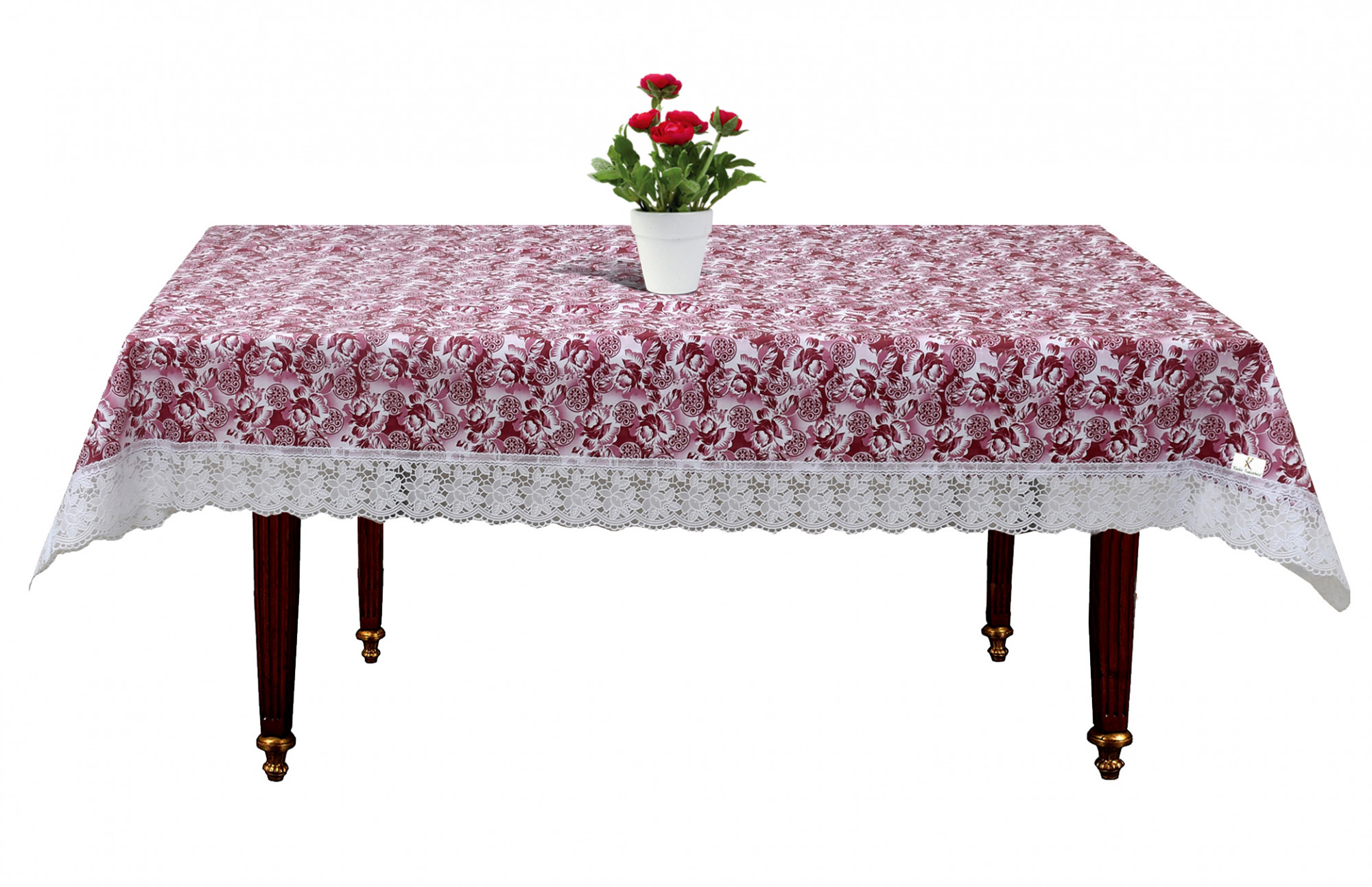 Kuber Industries Rose Print PVC 4 Seater Center Table Cover 40