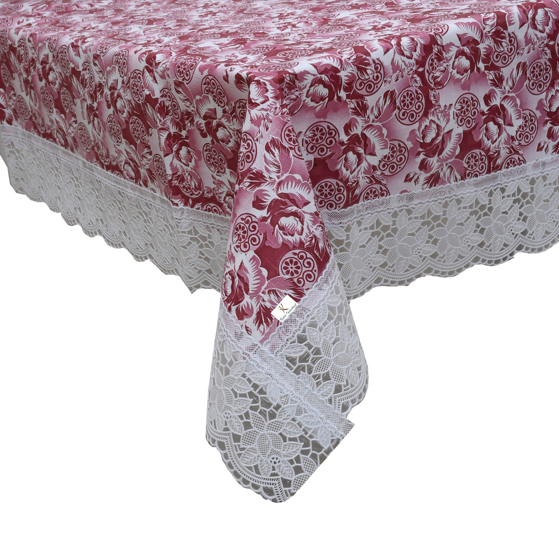 Kuber Industries Rose Print PVC 6 Seater Dining Table Cover 60