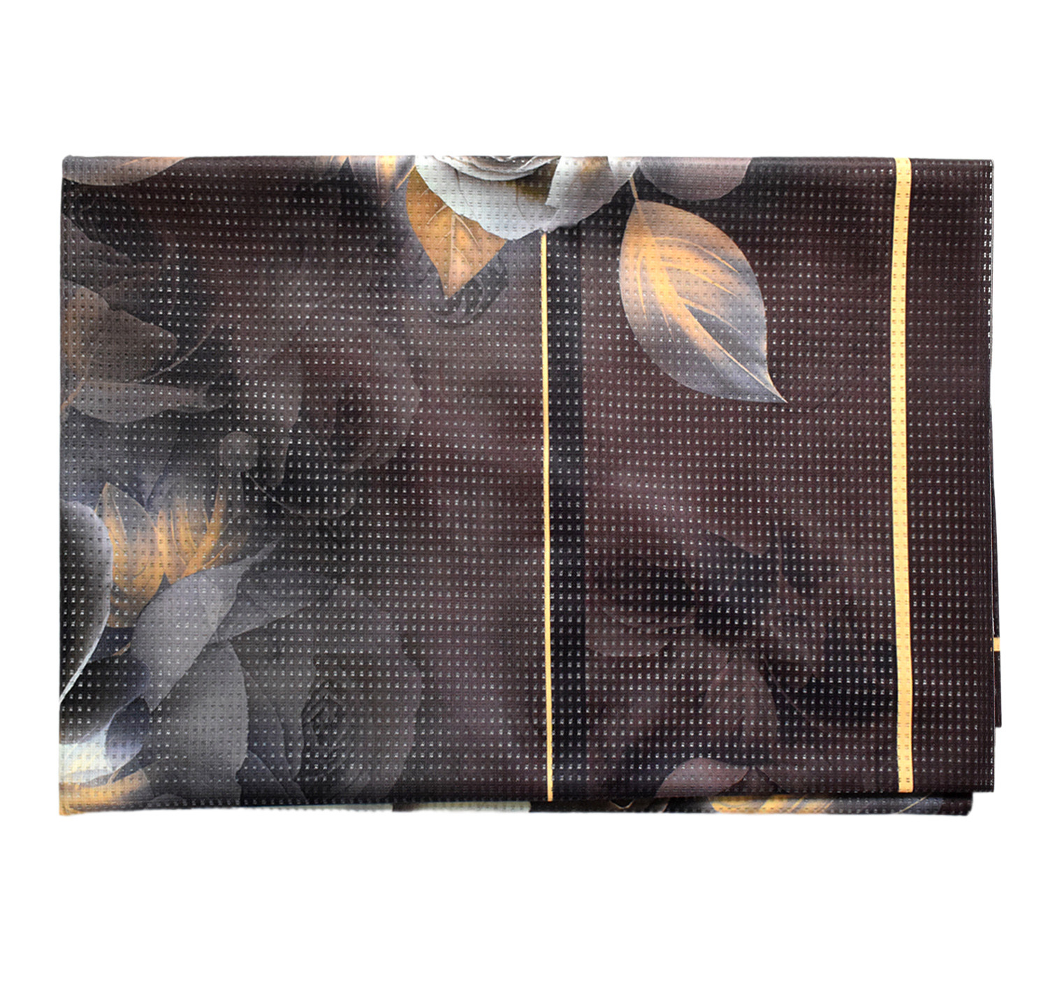 Kuber Industries Rose Printed Cotton 6 Seater Dinning Table Cover- 60x90 Brown