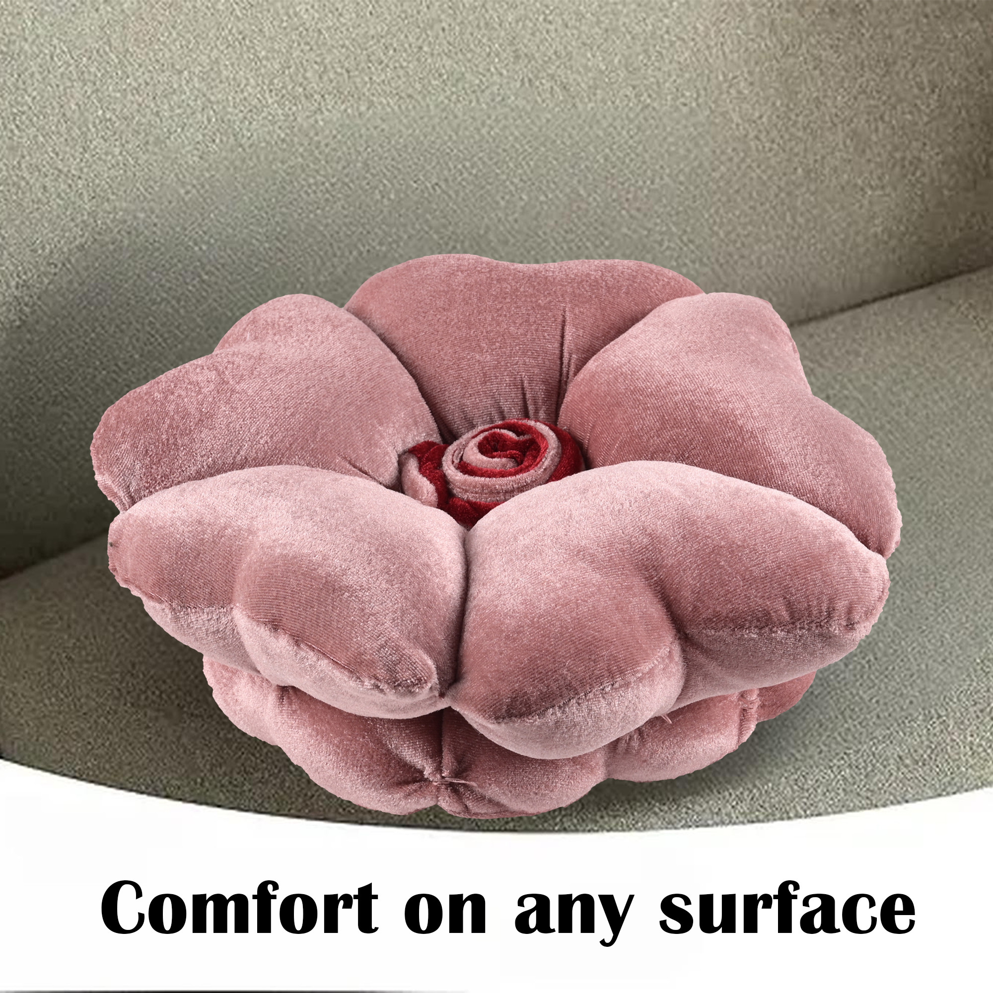Kuber Industries Rose Shape 13 Inches Decorative Plushie Cushions for Sofa  Bed  Head Rest  Soft Cushion Pillow for Car  Room Decoration  Rose Pink