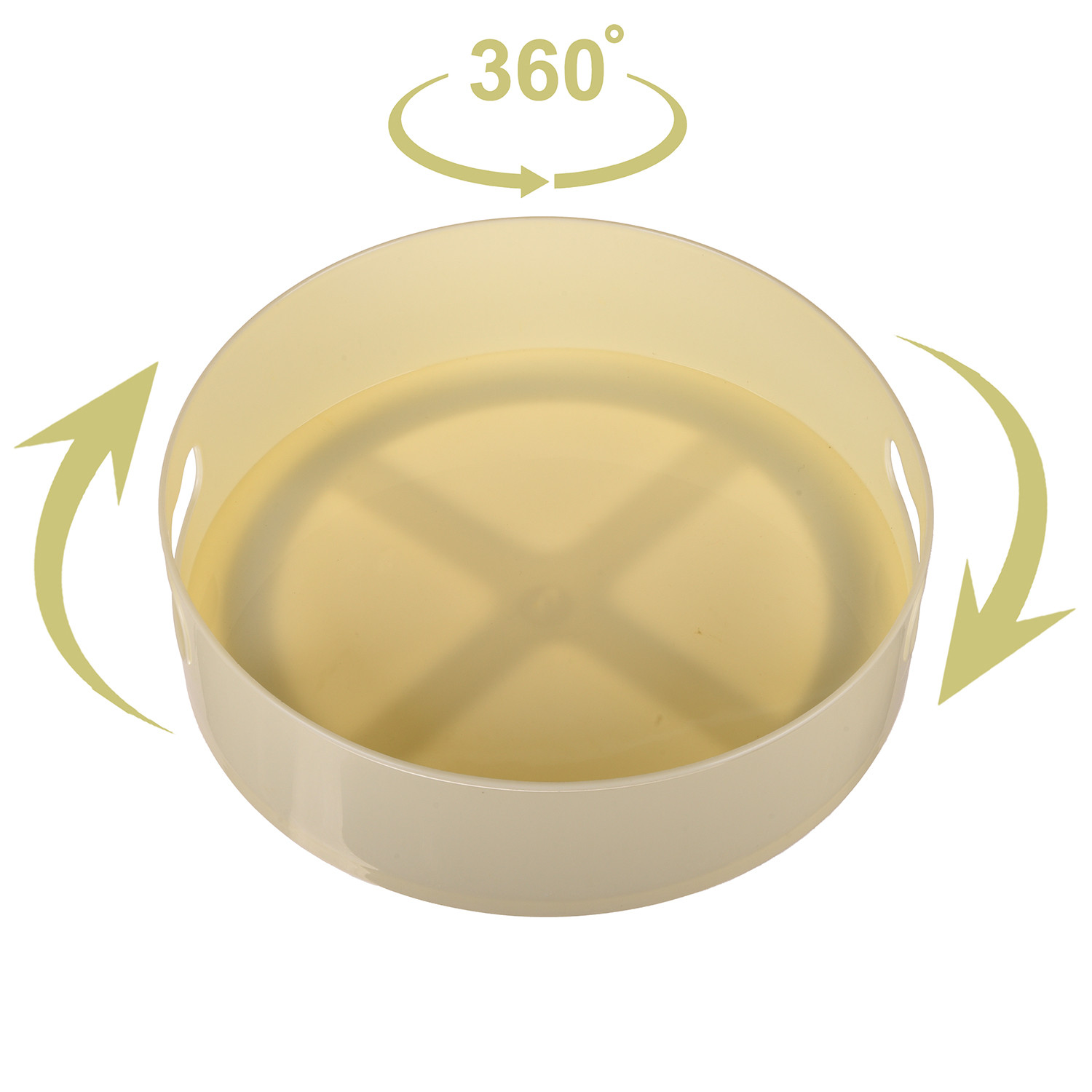 Kuber Industries Rotating Tray|Plastic 360° Rotating Lazy Susan Organizer|Rotating Bathroom Vanity Tray|Skincare Organizers|Counter Organizer (Cream)