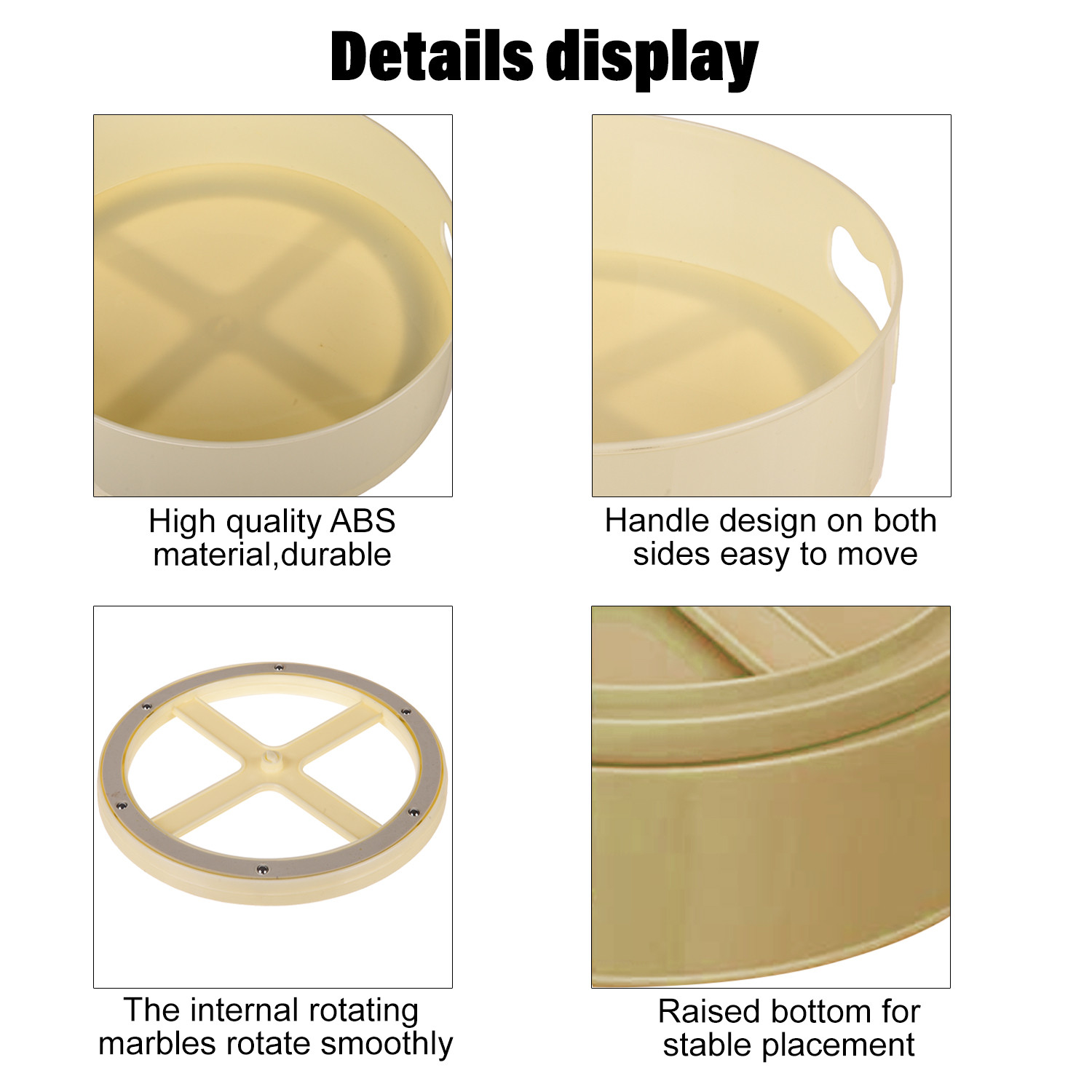 Kuber Industries Rotating Tray|Plastic 360° Rotating Lazy Susan Organizer|Rotating Bathroom Vanity Tray|Skincare Organizers|Counter Organizer (Cream)