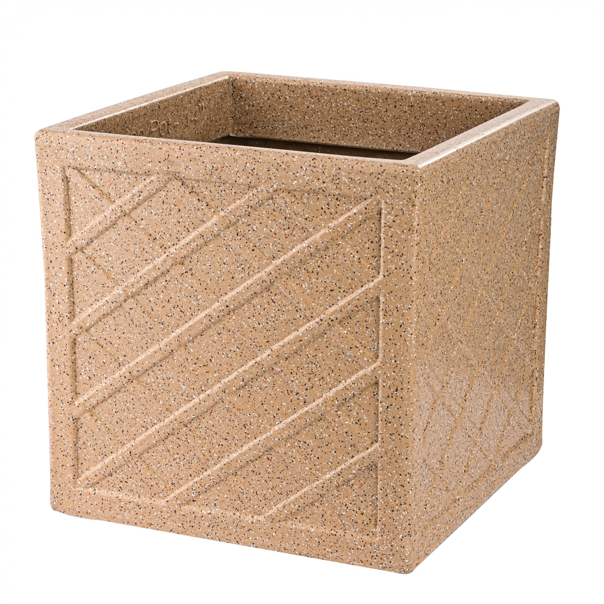 Kuber Industries Roto Mould 14 Inch Pots for Plants Balcony and Living Room with Wheels  Flower Pots for Garden  Planters for Home Decor Outdoor Indoor Plants  Jaguar Maxico Pot  Sand Stone