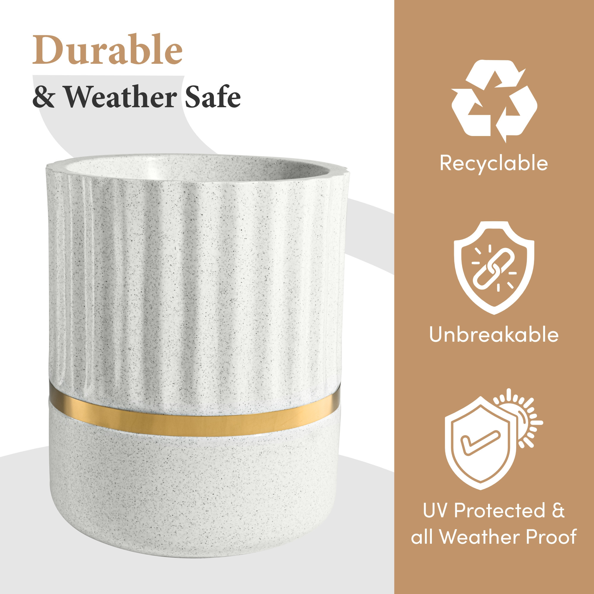 Kuber Industries Rotomould 18 Inch Big Size Planter with Drainage Hole  Indoor Outdoor Flower Pot for Balcony Garden Patio Living Room  Royale Pillar - White