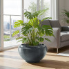 Rotomould 19 Inch Big Size Flower Pot | Round Planter Container with Drainage for Balcony, Patio & Garden Plant | Rib Tasala -Grey