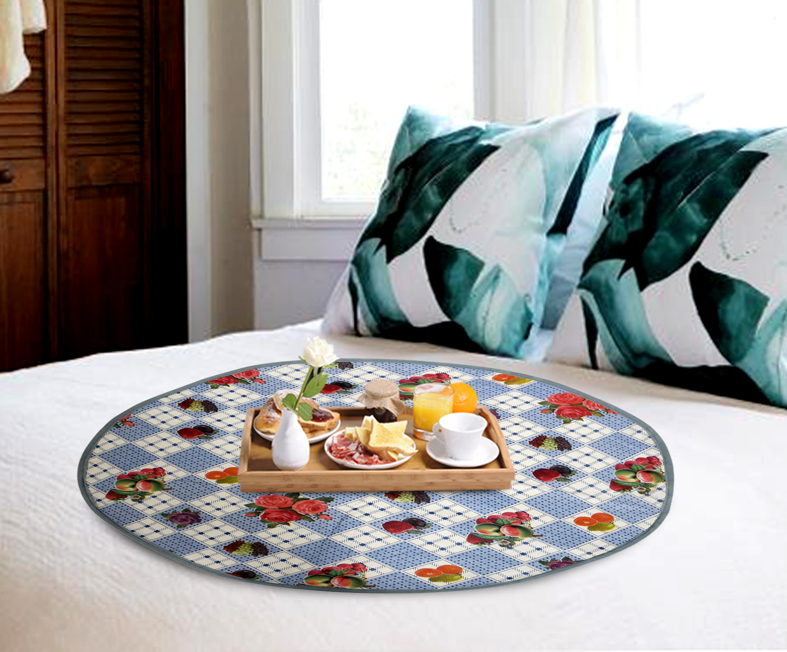 Kuber Industries Round Check Design Both Sided Bed Server Food Mat, Bedsheet Protector, Oil & Waterproof (Grey)-HS_38_KUBMART21049