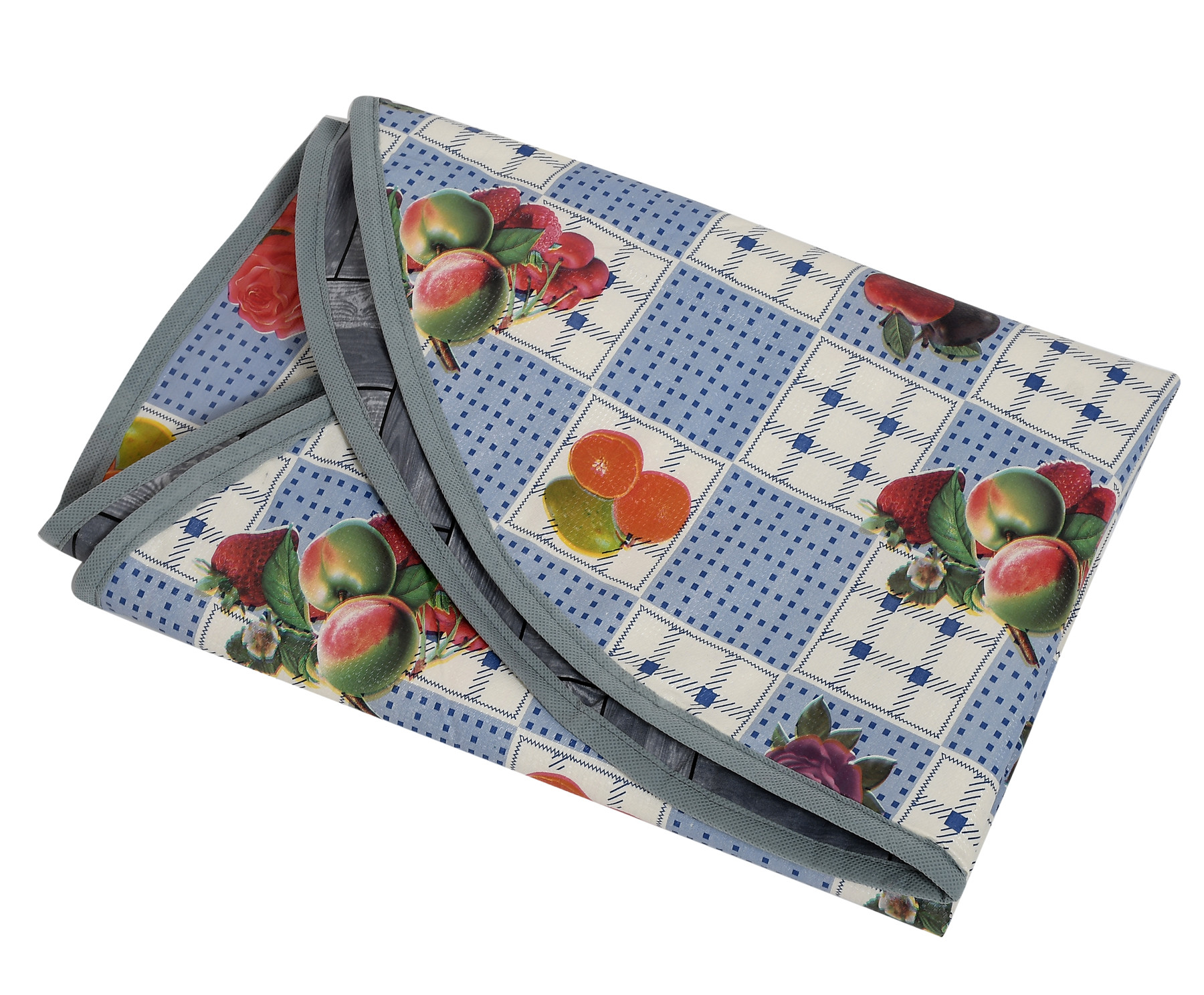 Kuber Industries Round Check Design Both Sided Bed Server Food Mat, Bedsheet Protector, Oil & Waterproof (Grey)-HS_38_KUBMART21049