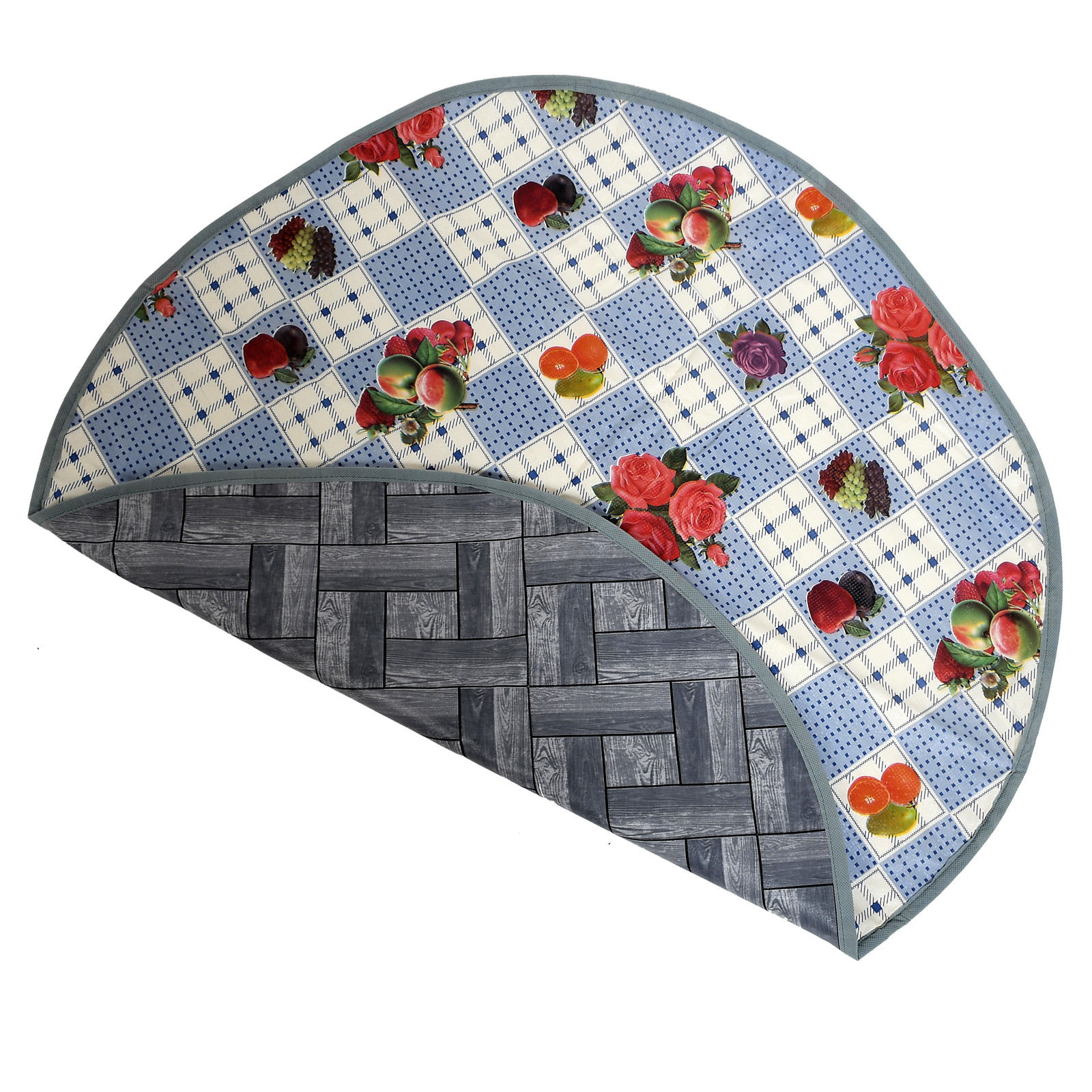 Kuber Industries Round Check Design Both Sided Bed Server Food Mat, Bedsheet Protector, Oil & Waterproof (Grey)-HS_38_KUBMART21049