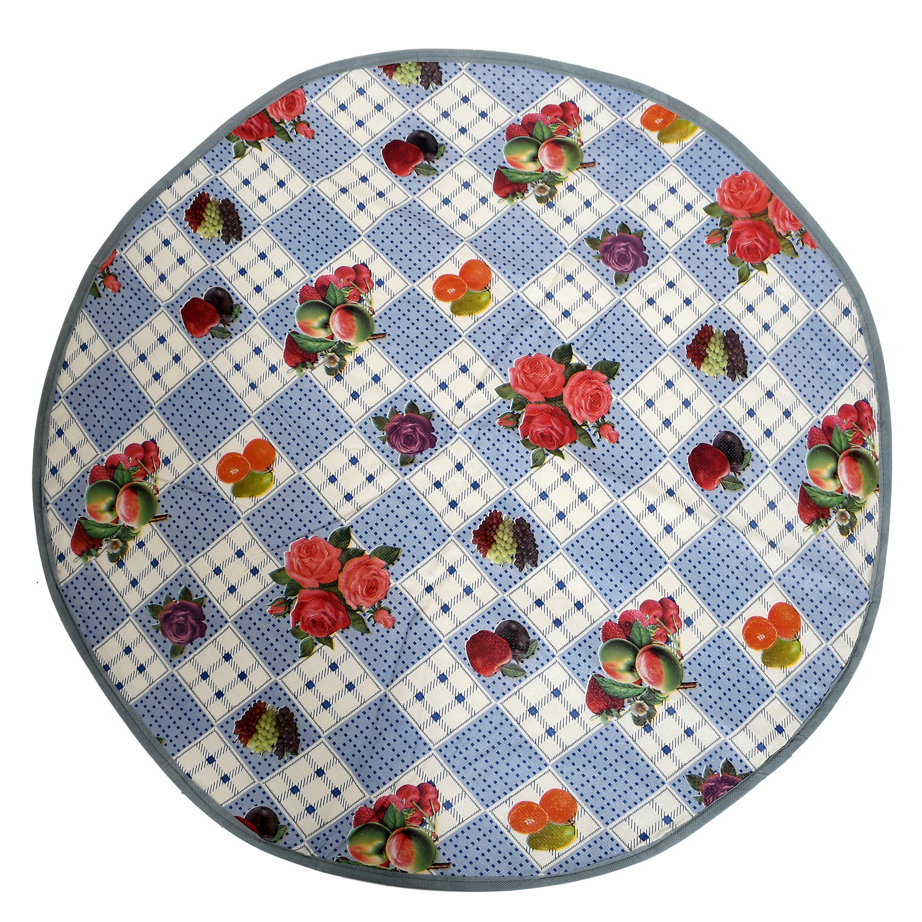 Kuber Industries Round Check Design Both Sided Bed Server Food Mat, Bedsheet Protector, Oil & Waterproof (Grey)-HS_38_KUBMART21049