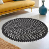 Round Durable Door & Bathroom Mat for Indoor & Outdoor Use | 30x30 Washable Kitchen Mat for Floor | Bedside Rug & Balcony Paidan | Spiral Design - Grey & White