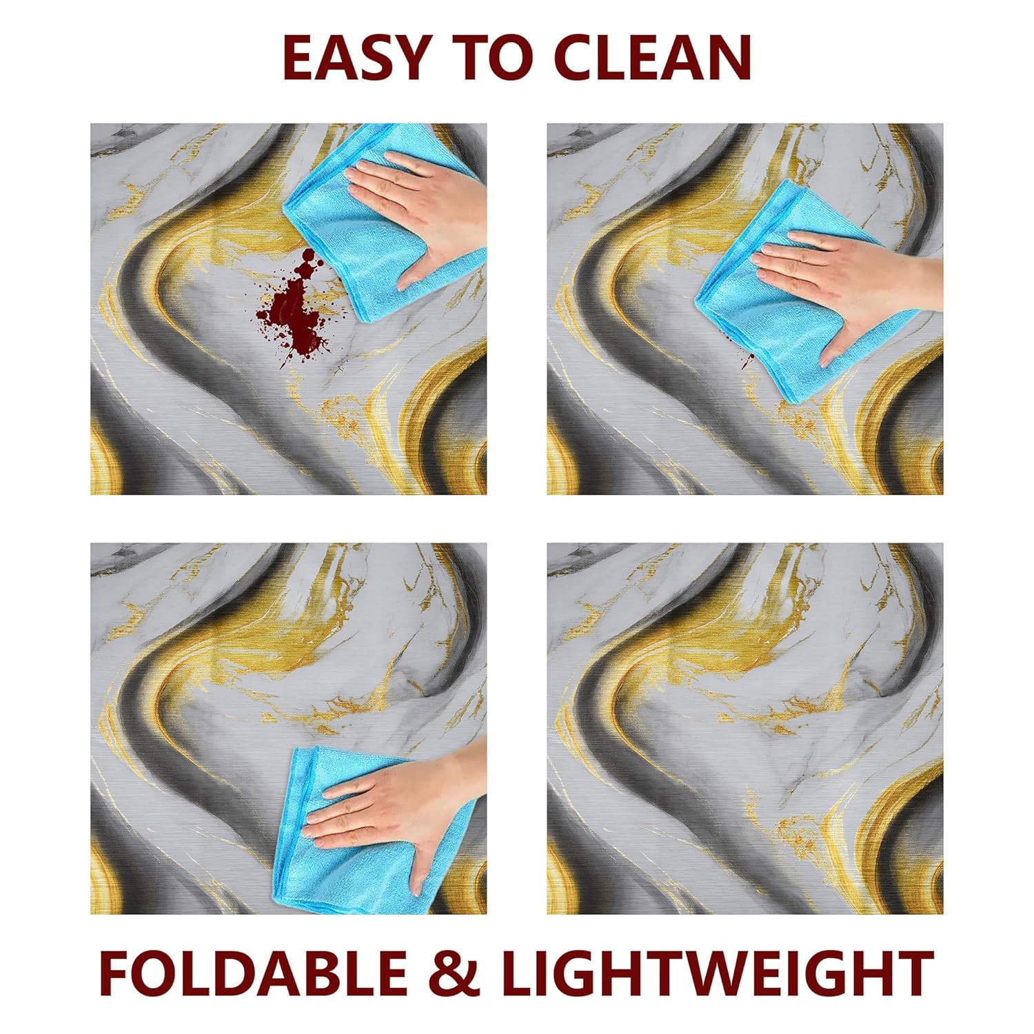 Kuber Industries Round Food Mat  36x36 Inch  Waterproof Food Mat  Food Mat for Picnic  Kids Bed Server Food Mat  Lightweight  Portable Food Mat  Golden Marble  Grey