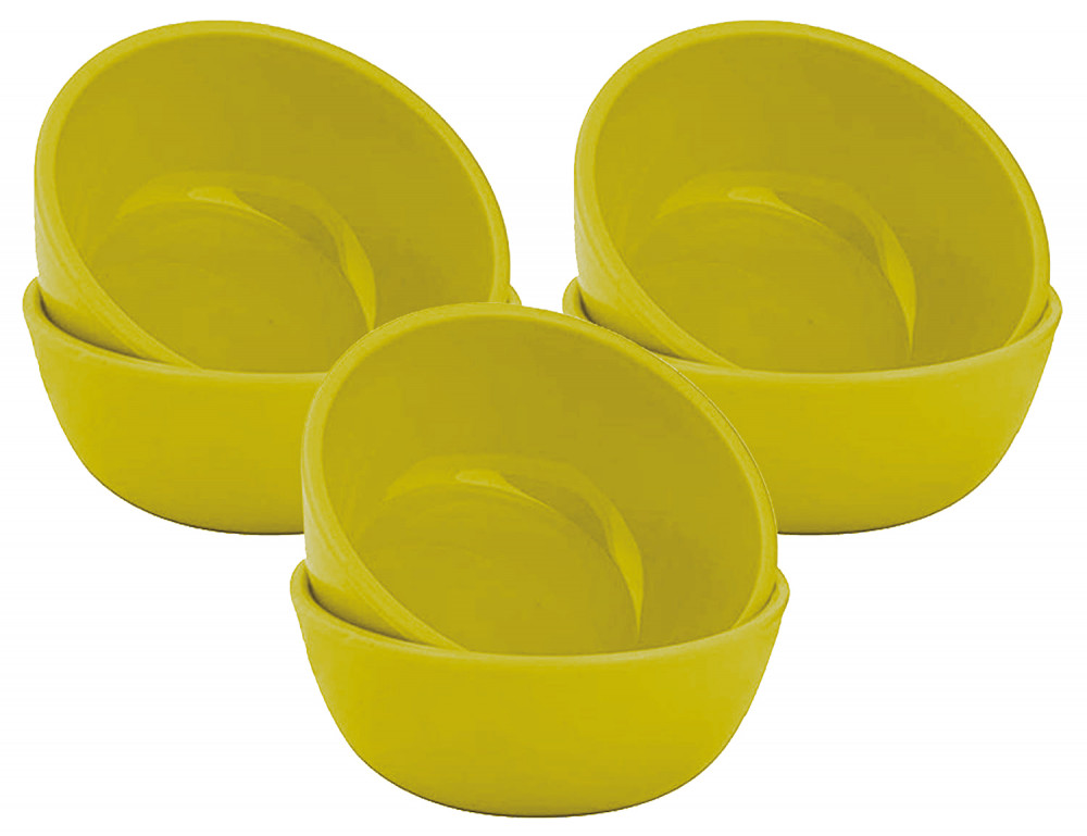 Kuber Industries Round Microwave Safe Unbreakable Plastic Square Katori/Bowl Set for ,Rice,Soup,Pasta,Salad Bowls, 250 Ml Green-KUBMART15281