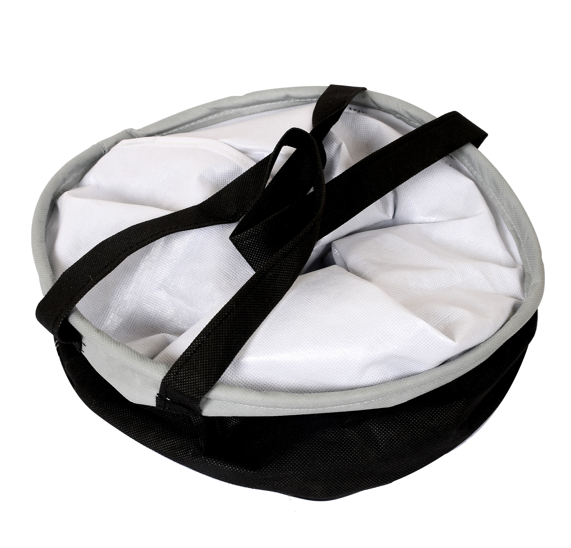 Kuber Industries Round Non Woven Fabric Foldable Laundry Basket , Toy Storage Basket, Cloth Storage Basket With Handles,45 Ltr (Grey & Black)-33_S_KUBQMART11446