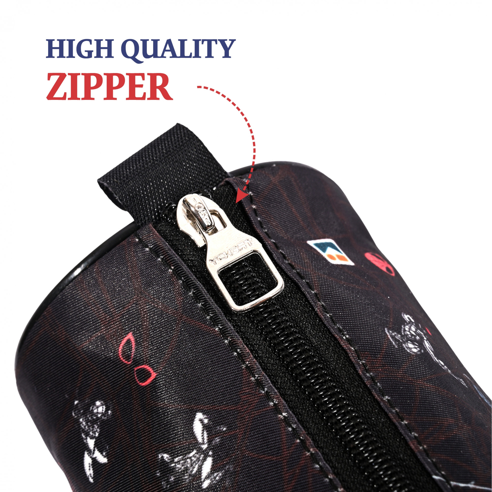 Kuber Industries Round Pen Pencil Pouch For Kids With Zip  Portable  Multipurpose Stationery Holder Organizer For School College  Office  Spiderman Print - Black