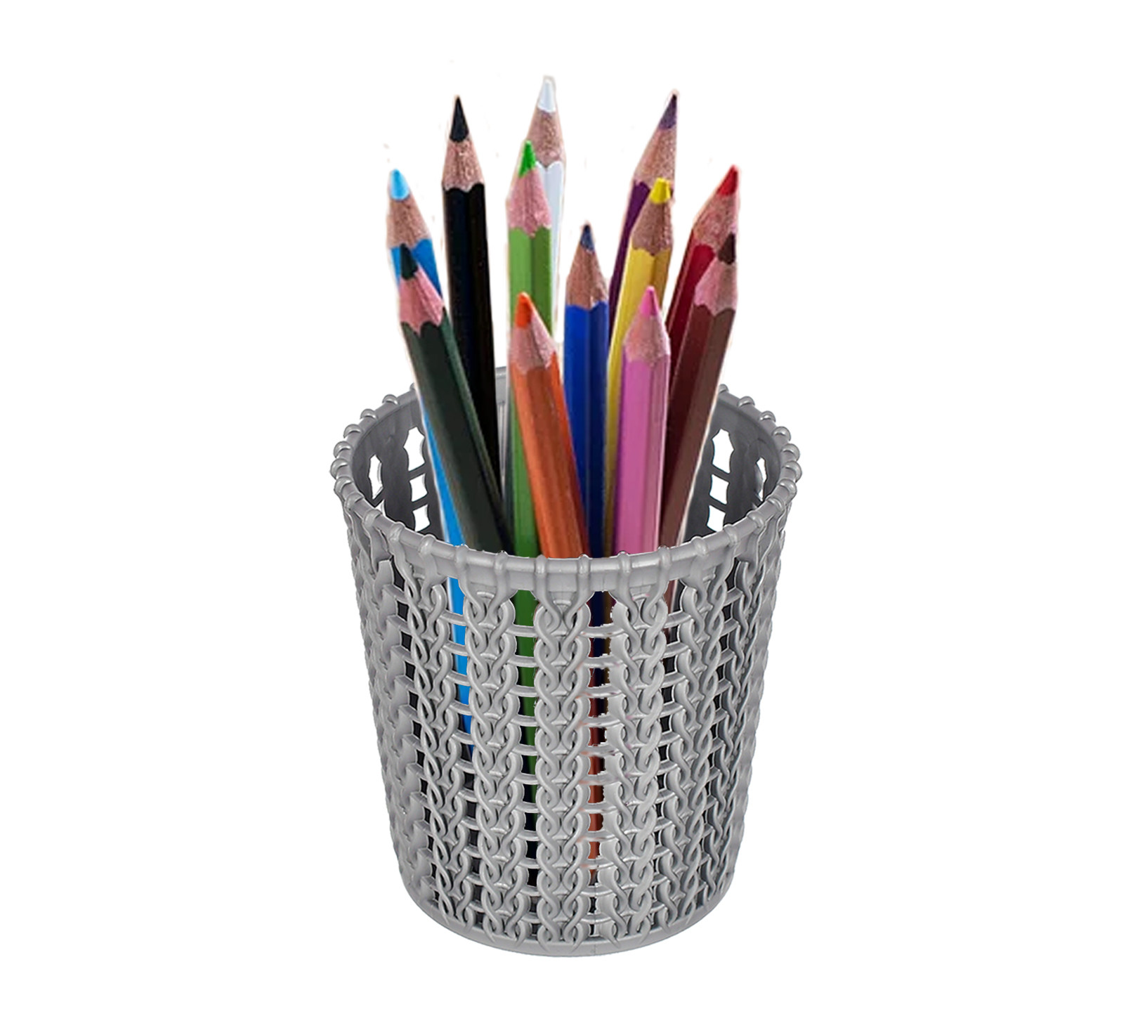 Kuber Industries Round Shape M 10 Multipurpose Plastic Holder/Organizer/Stand For Kitchen, Bathroom, Office Use -(Grey)-46KM0425