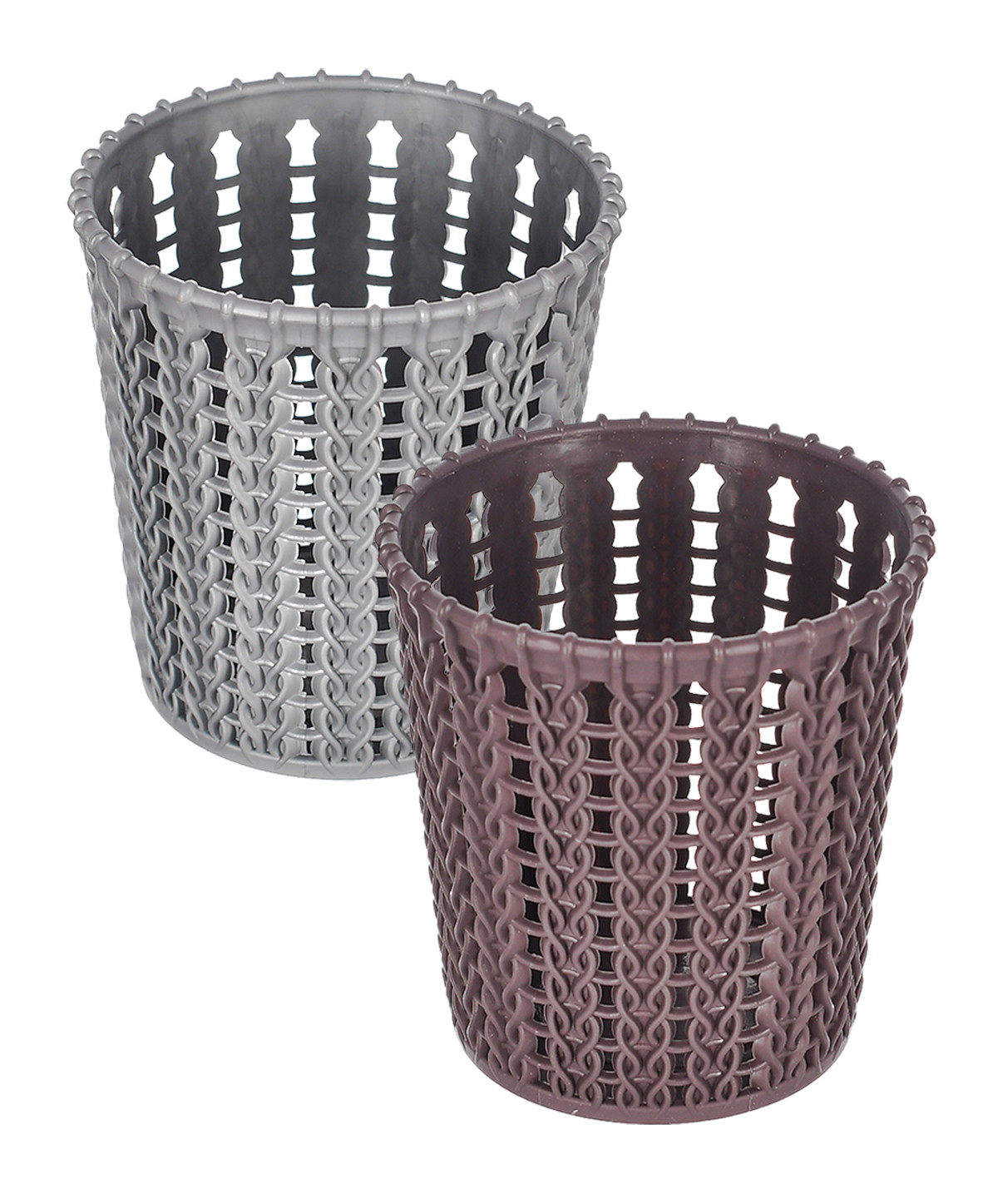 Kuber Industries Round Shape M 10 Multipurpose Plastic Holder/Organizer/Stand For Kitchen, Bathroom, Office Use - Pack of 2 (Brown & Grey)-46KM0431
