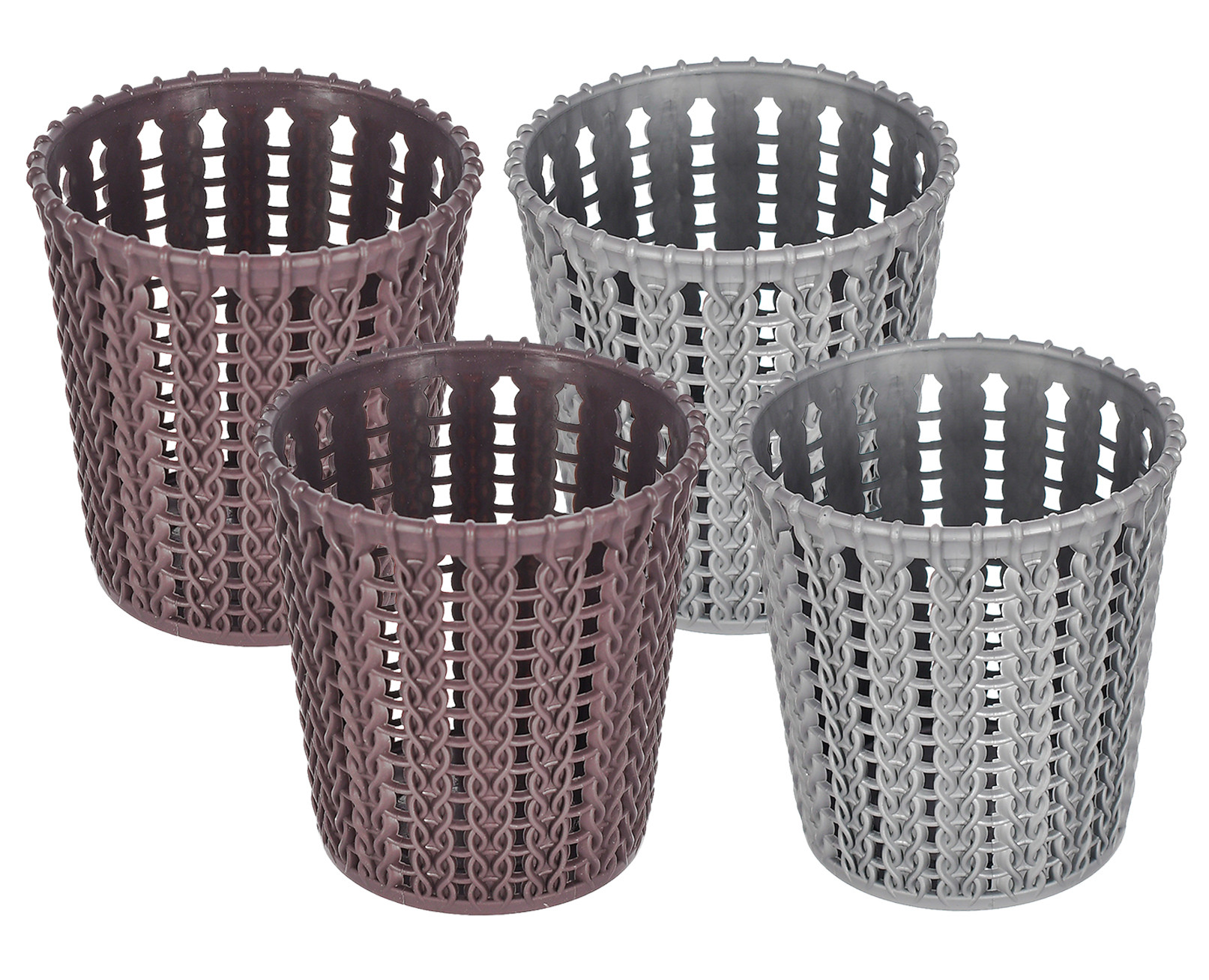 Kuber Industries Round Shape M 10 Multipurpose Plastic Holder/Organizer/Stand For Kitchen, Bathroom, Office Use - Pack of 4 (Brown & Grey)-46KM0433