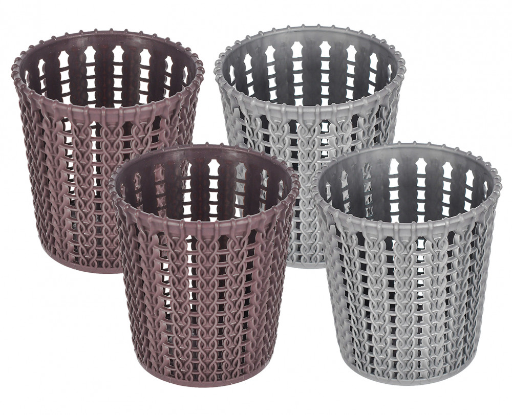 Kuber Industries Round Shape M 10 Multipurpose Plastic Holder/Organizer/Stand For Kitchen, Bathroom, Office Use - Pack of 4 (Brown &amp; Grey)-46KM0433