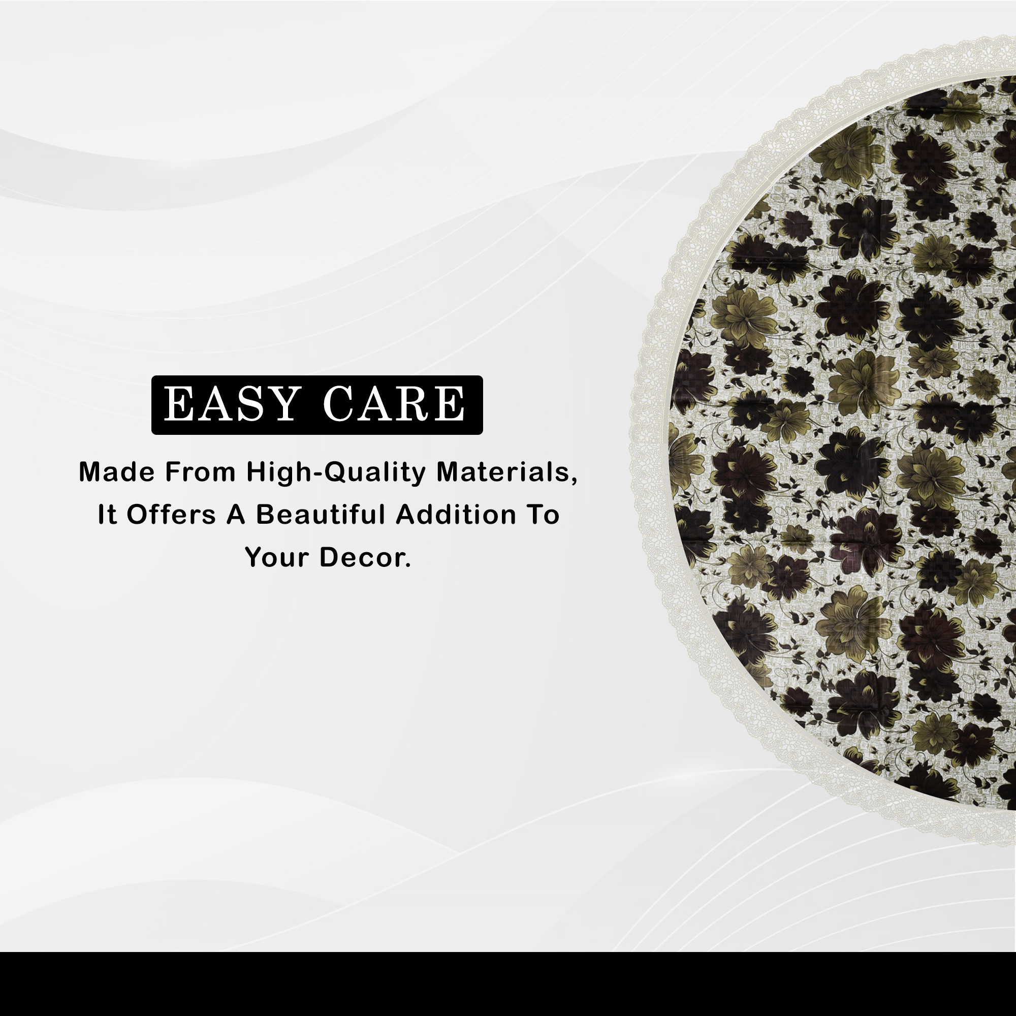 Kuber Industries Round Table Cover  60x60 Inch  Tabletop Cover  Restaurant Table Cover  4 Seater Kitchen Table Cloth  Decorative Table Cover  Tea Table Cover  New Flower  Brown