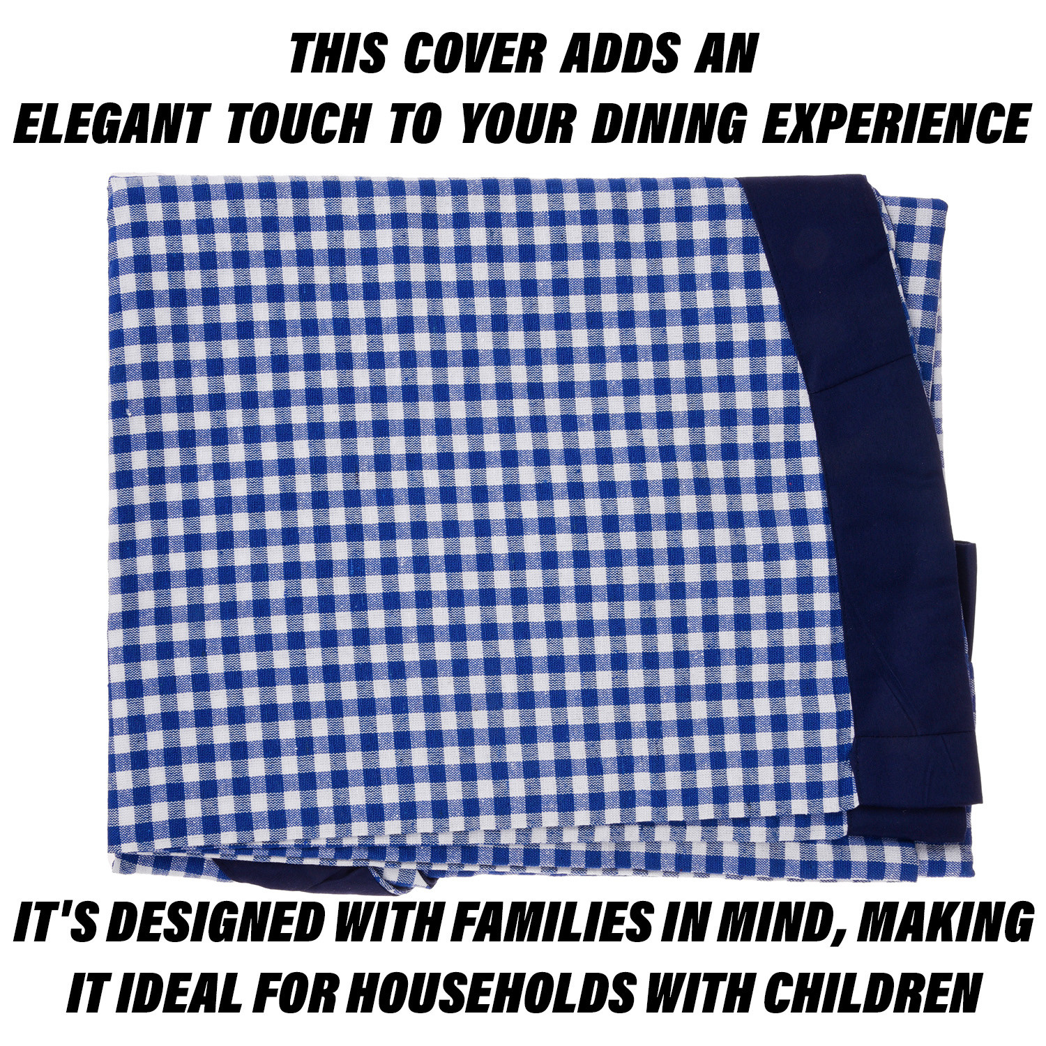 Kuber Industries Round Table Cover  Cotton Table Cloth for Round Tables  4 Seater Round Table Cloth  Barik Check Kitchen Dining Tablecloth  Tabletop Cover  60 Inch  Blue