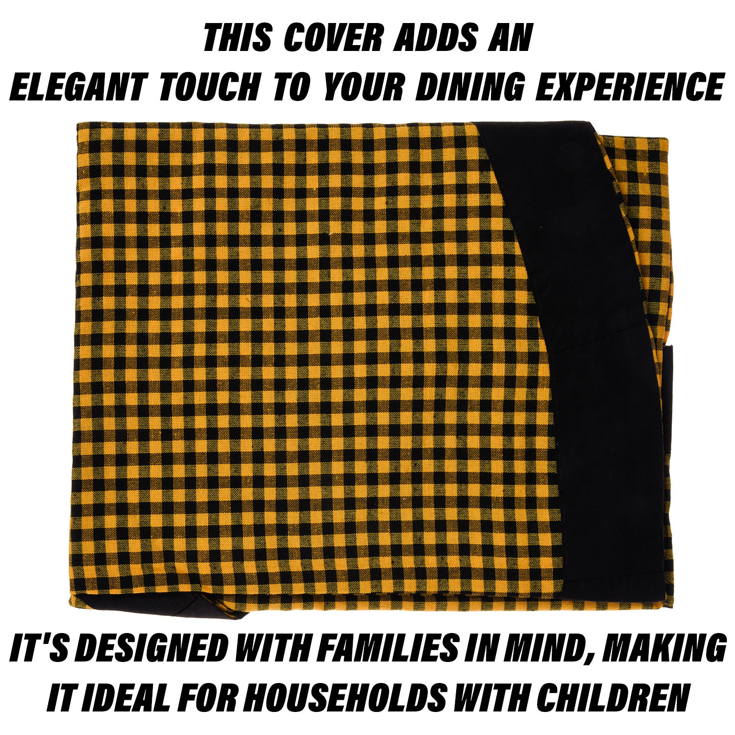 Kuber Industries Round Table Cover | Cotton Table Cloth for Round Tables | 4 Seater Round Table Cloth | Barik Check Kitchen Dining Tablecloth | Tabletop Cover | 60 Inch | Yellow