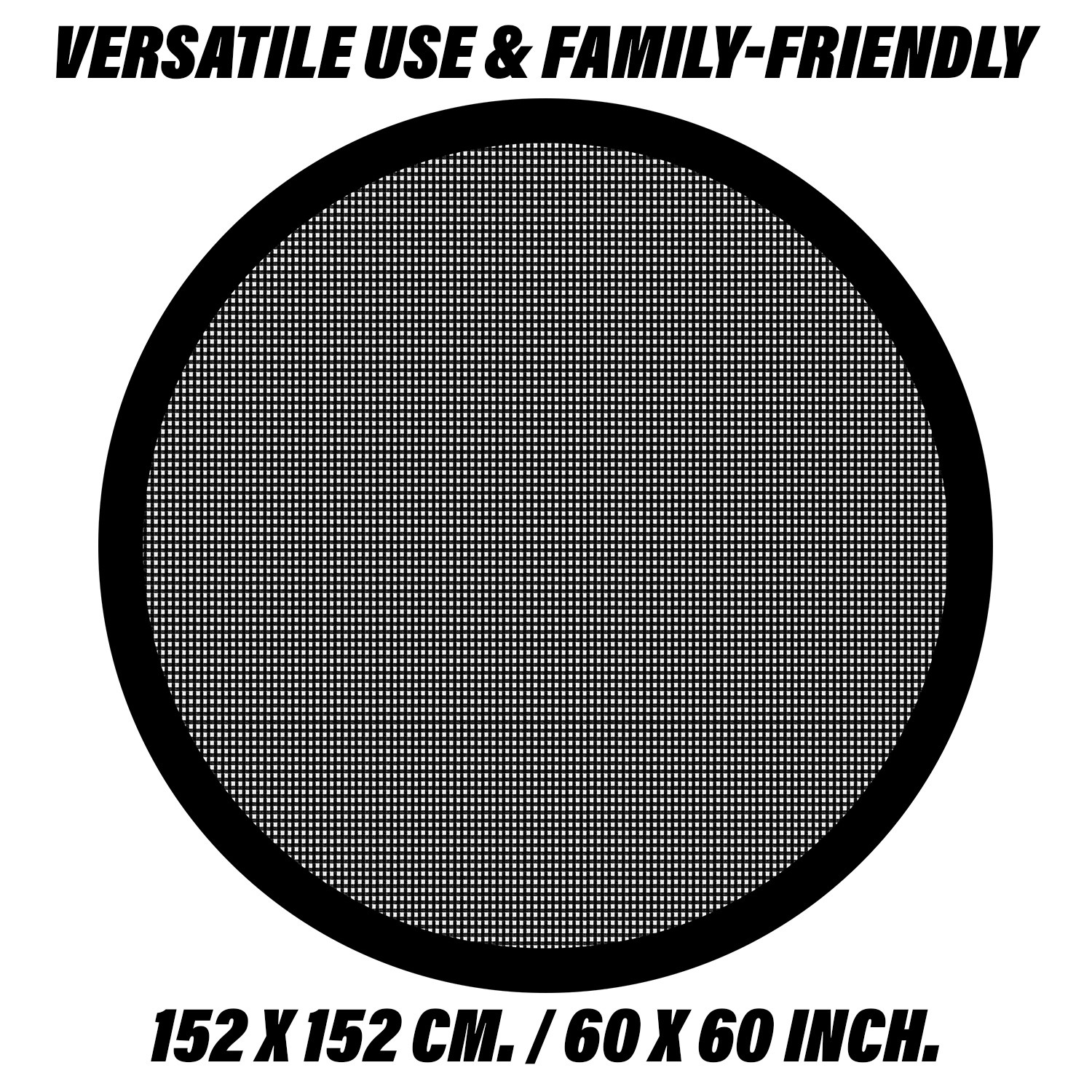 Kuber Industries Round Table Cover | Cotton Table Cloth for Round Tables | 4 Seater Round Table Cloth | Barik Check Kitchen Dining Tablecloth | Tabletop Cover | 60 Inch | Black