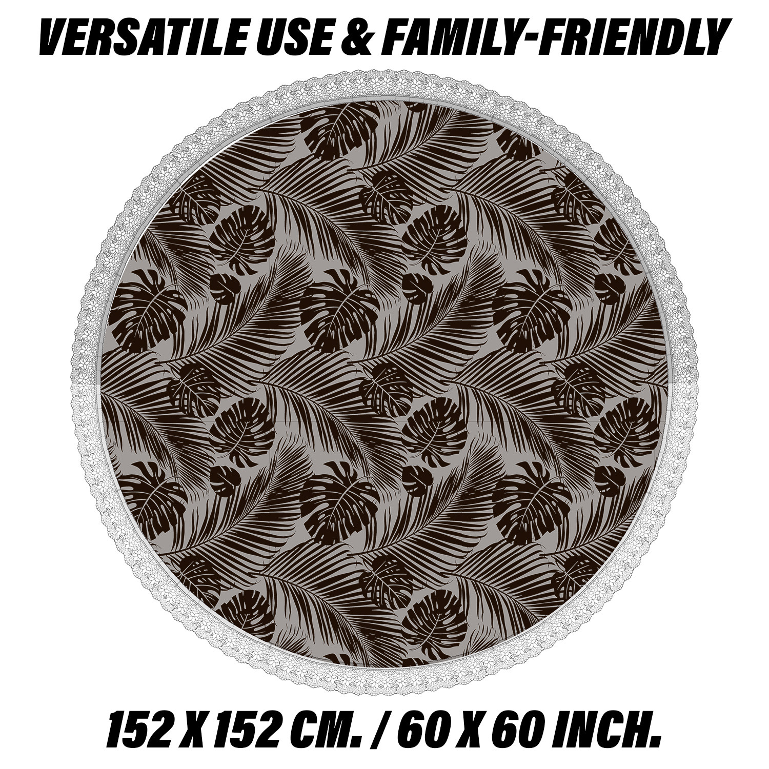 Kuber Industries Round Table Cover | PVC Table Cloth for Round Tables | 4 Seater Round Table Cloth | 3D Leaf Kitchen Dining Tablecloth | Tabletop Cover | 60 Inch | Brown