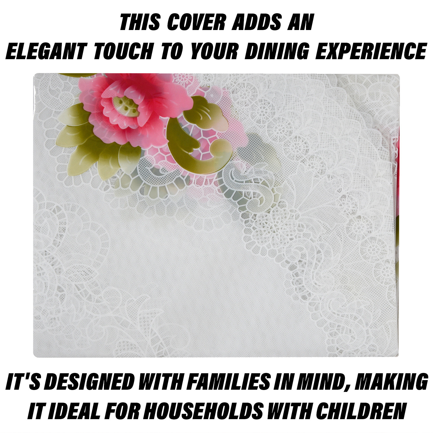 Kuber Industries Round Table Cover  PVC Table Cloth for Round Tables  4 Seater Round Table Cloth  Flower Almond Kitchen Dining Tablecloth  Tabletop Cover  60 Inch  Pink