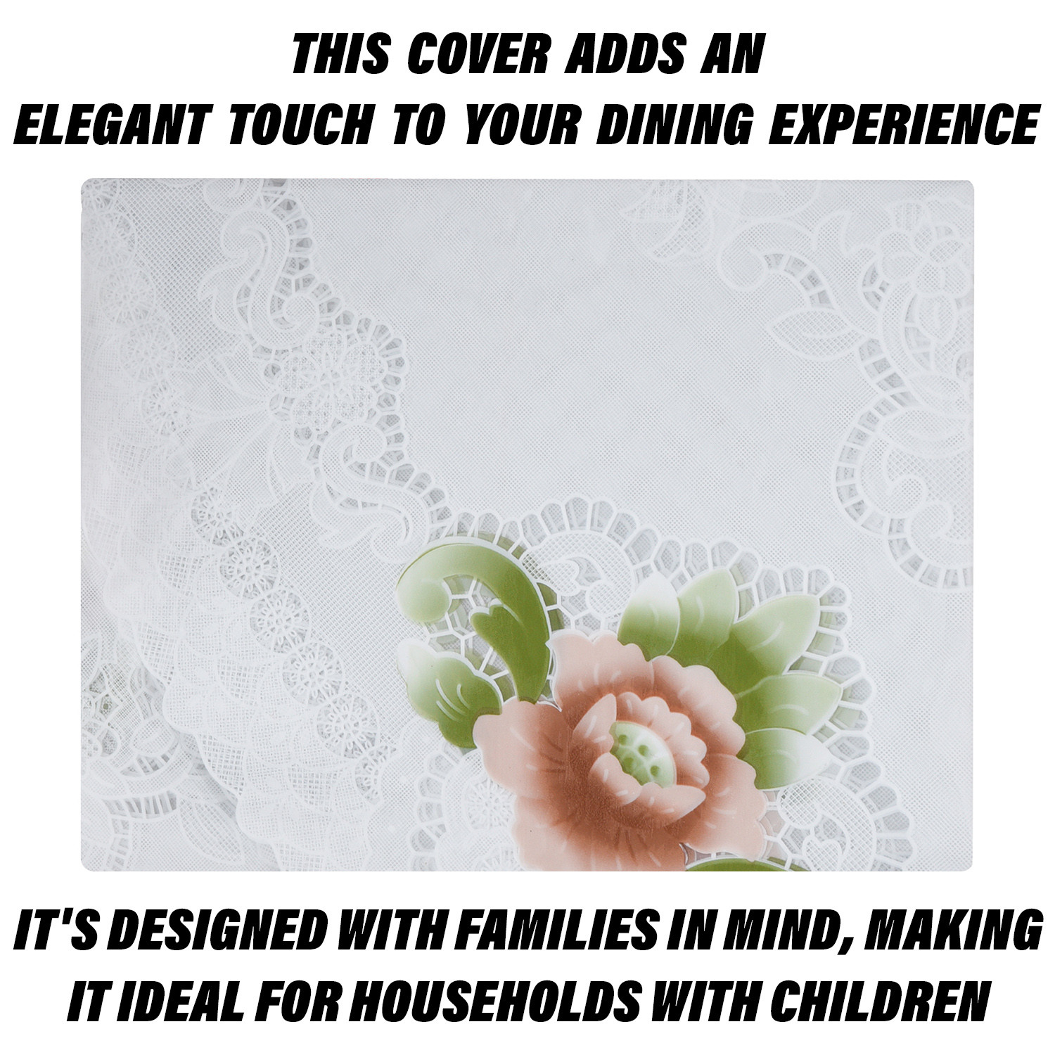Kuber Industries Round Table Cover  PVC Table Cloth for Round Tables  4 Seater Round Table Cloth  Flower Almond Kitchen Dining Tablecloth  Tabletop Cover  60 Inch  Green