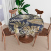 Round Table Cover | PVC Table Cloth for Round Tables | 4 Seater Round Table Cloth | Green Leaf Kitchen Dining Tablecloth | Tabletop Cover | 60 Inch | Blue