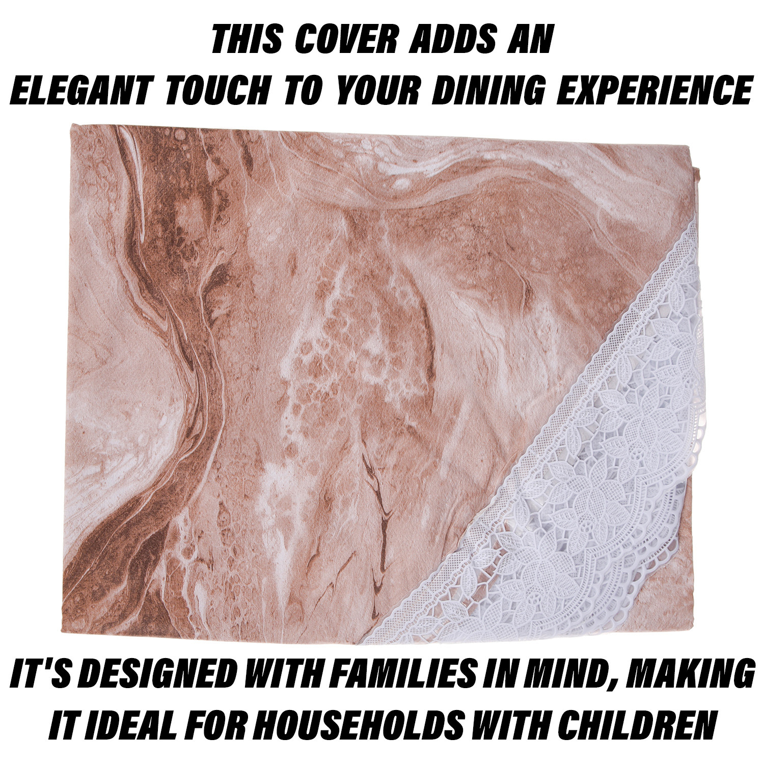 Kuber Industries Round Table Cover | PVC Table Cloth for Round Tables | 4 Seater Round Table Cloth | Marble Kitchen Dining Tablecloth | Tabletop Cover | 60 Inch | Brown
