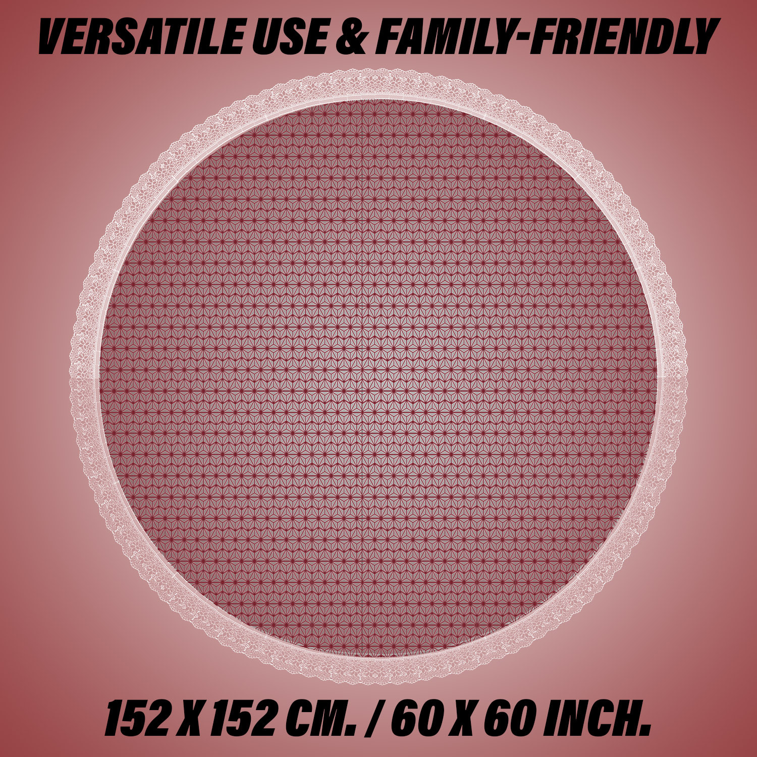 Kuber Industries Round Table Cover | PVC Table Cloth for Round Tables | 4 Seater Round Table Cloth | Self Star Kitchen Dining Tablecloth | Tabletop Cover | 60 Inch | Brown