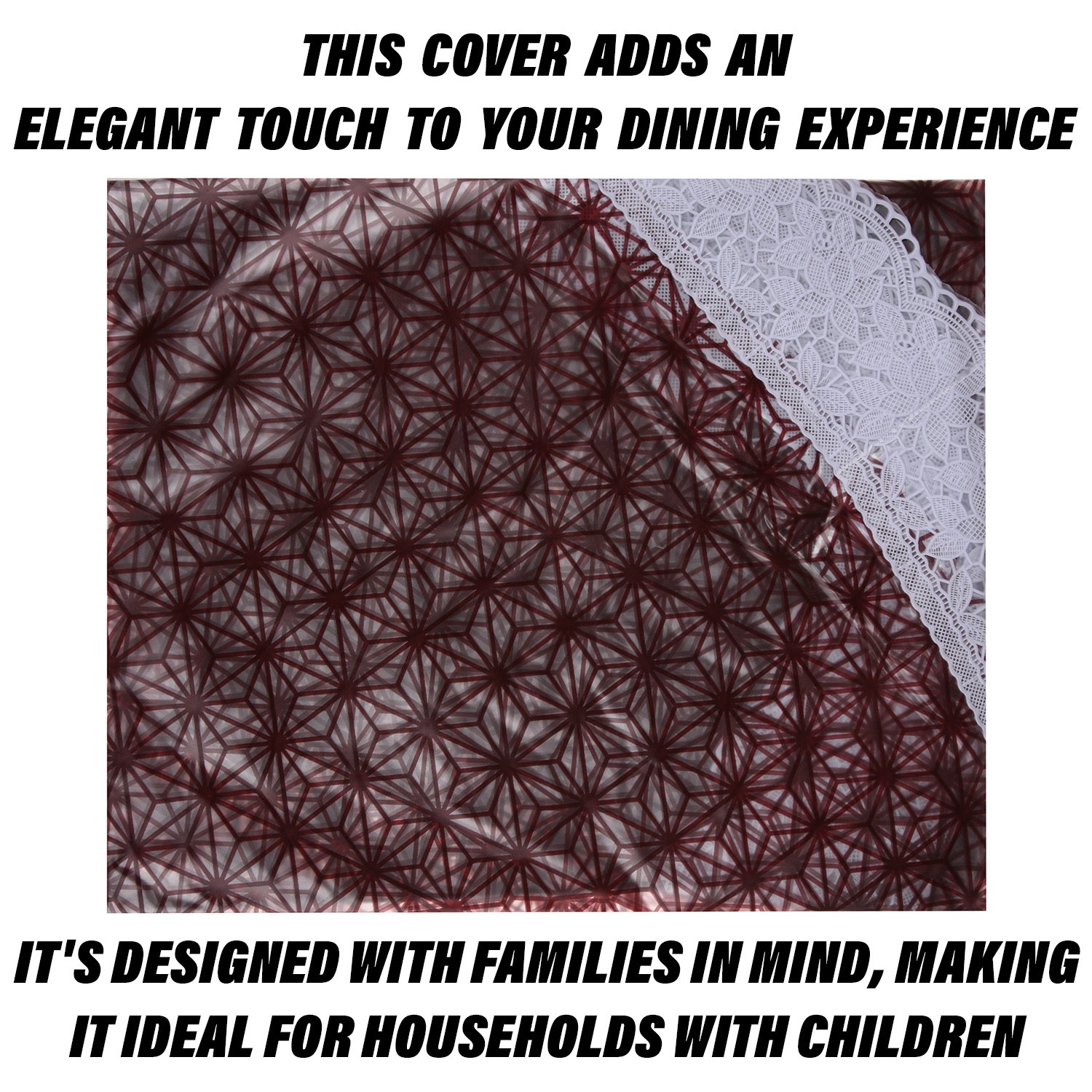 Kuber Industries Round Table Cover | PVC Table Cloth for Round Tables | 4 Seater Round Table Cloth | Self Star Kitchen Dining Tablecloth | Tabletop Cover | 60 Inch | Brown