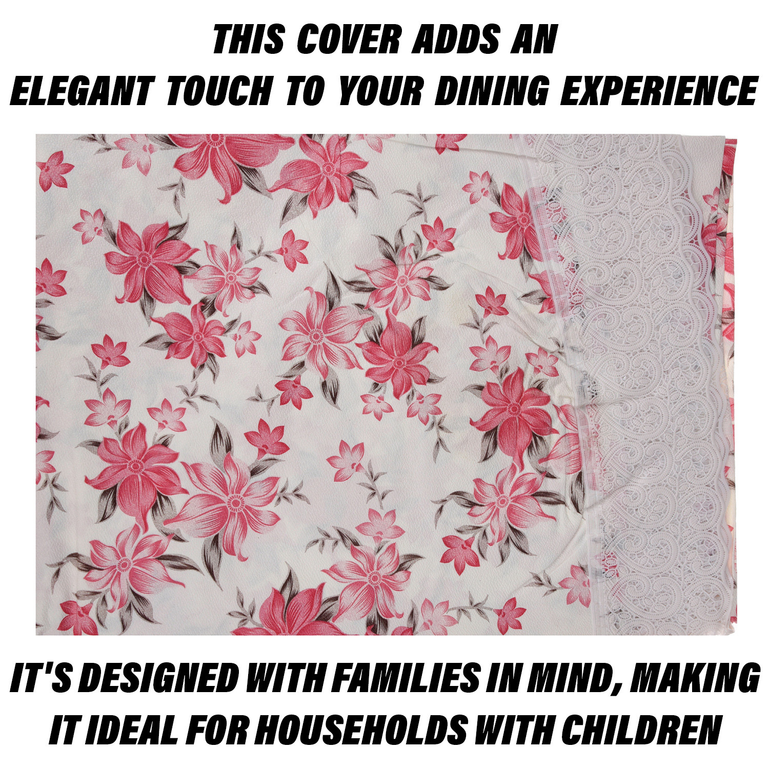 Kuber Industries Round Table Cover | Table Cloth for Round Tables | 4 Seater Round Table Cloth | Barik Flower Kitchen Dining Tablecloth | Tabletop Cover | 60 Inch | Pink