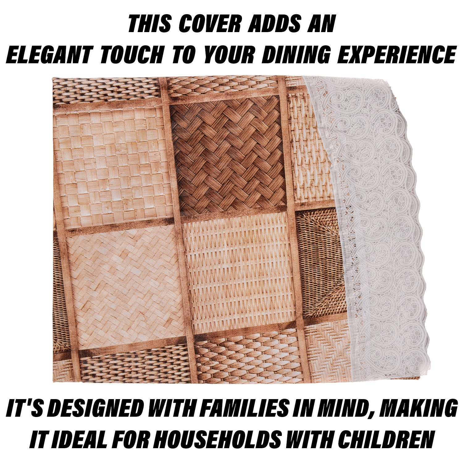 Kuber Industries Round Table Cover | Table Cloth for Round Tables | 4 Seater Round Table Cloth | Chatai Kitchen Dining Tablecloth | Tabletop Cover | 60 Inch | Brown