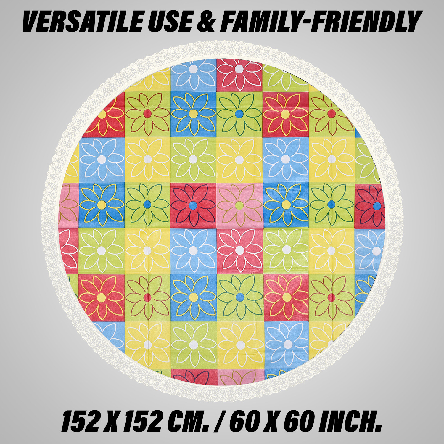 Kuber Industries Round Table Cover | Table Cloth for Round Tables | 4 Seater Round Table Cloth | Check Kitchen Dining Tablecloth | Tabletop Cover | 60 Inch | Yellow