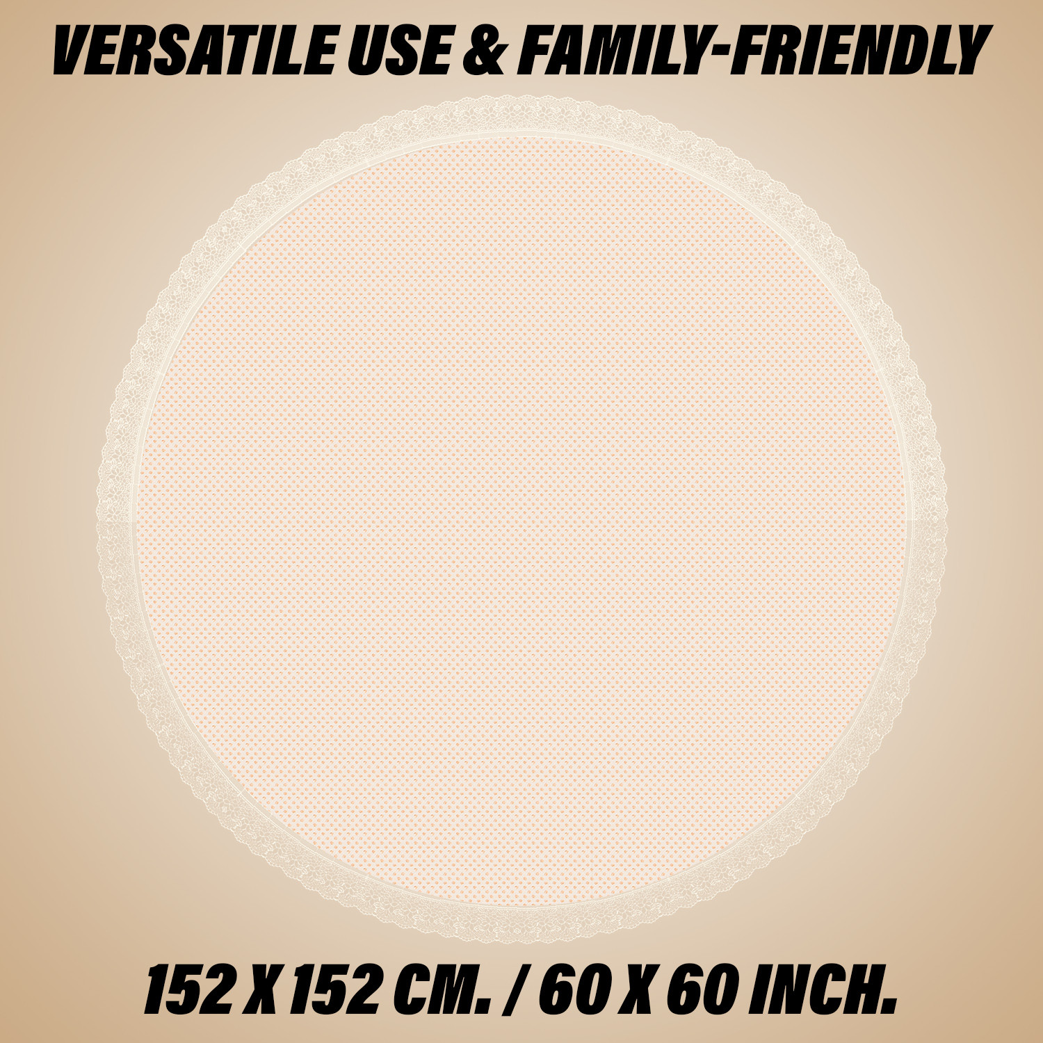 Kuber Industries Round Table Cover | Table Cloth for Round Tables | 4 Seater Round Table Cloth | Dot Round Kitchen Dining Tablecloth | Tabletop Cover | 60 Inch | Golden
