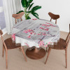 Round Table Cover | Table Cloth for Round Tables | 4 Seater Round Table Cloth | Pink Flower Kitchen Dining Tablecloth | Tabletop Cover | 60 Inch | Gray