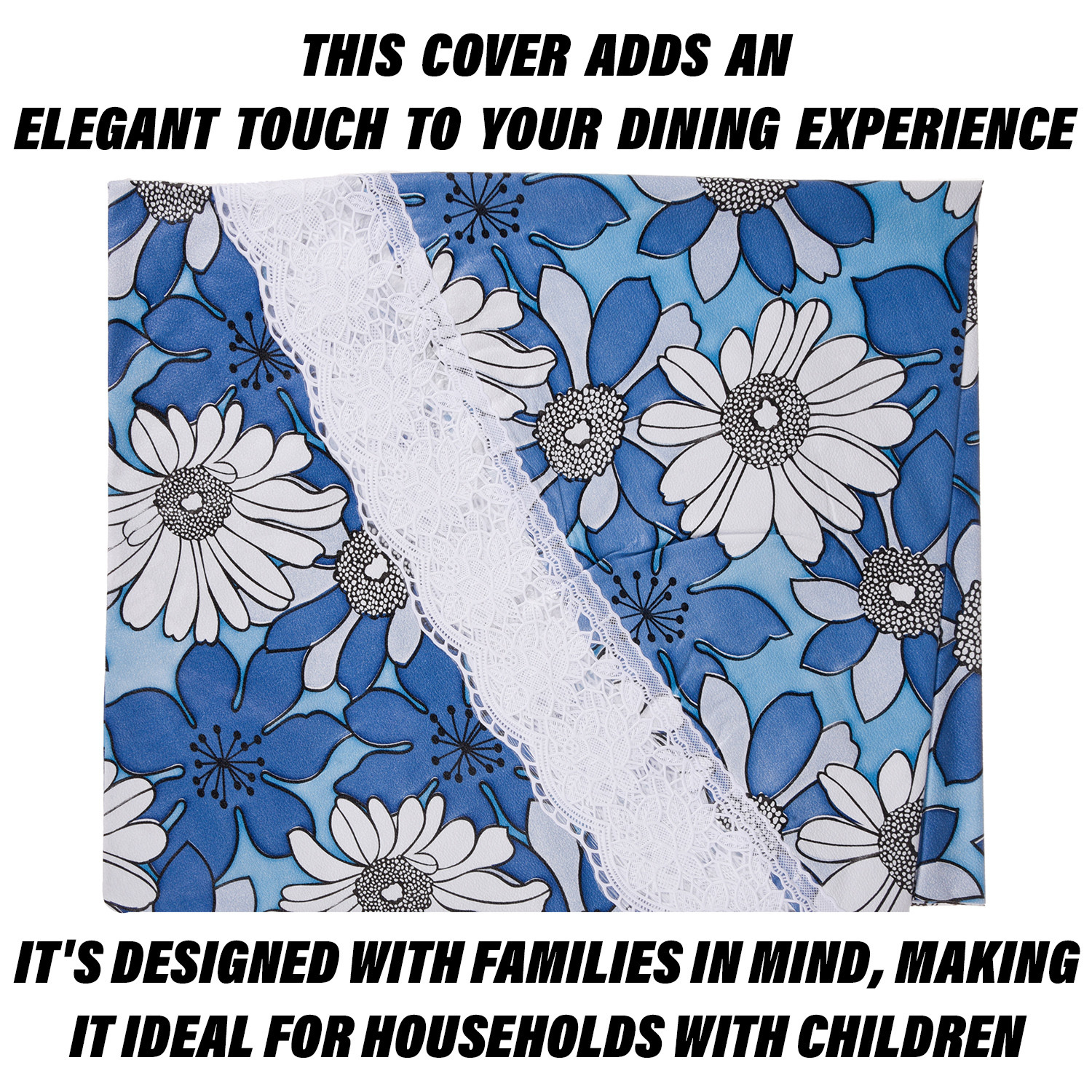 Kuber Industries Round Table Cover | Table Cloth for Round Tables | 4 Seater Round Table Cloth | Sunflower Kitchen Dining Tablecloth | Tabletop Cover | 60 Inch | Blue