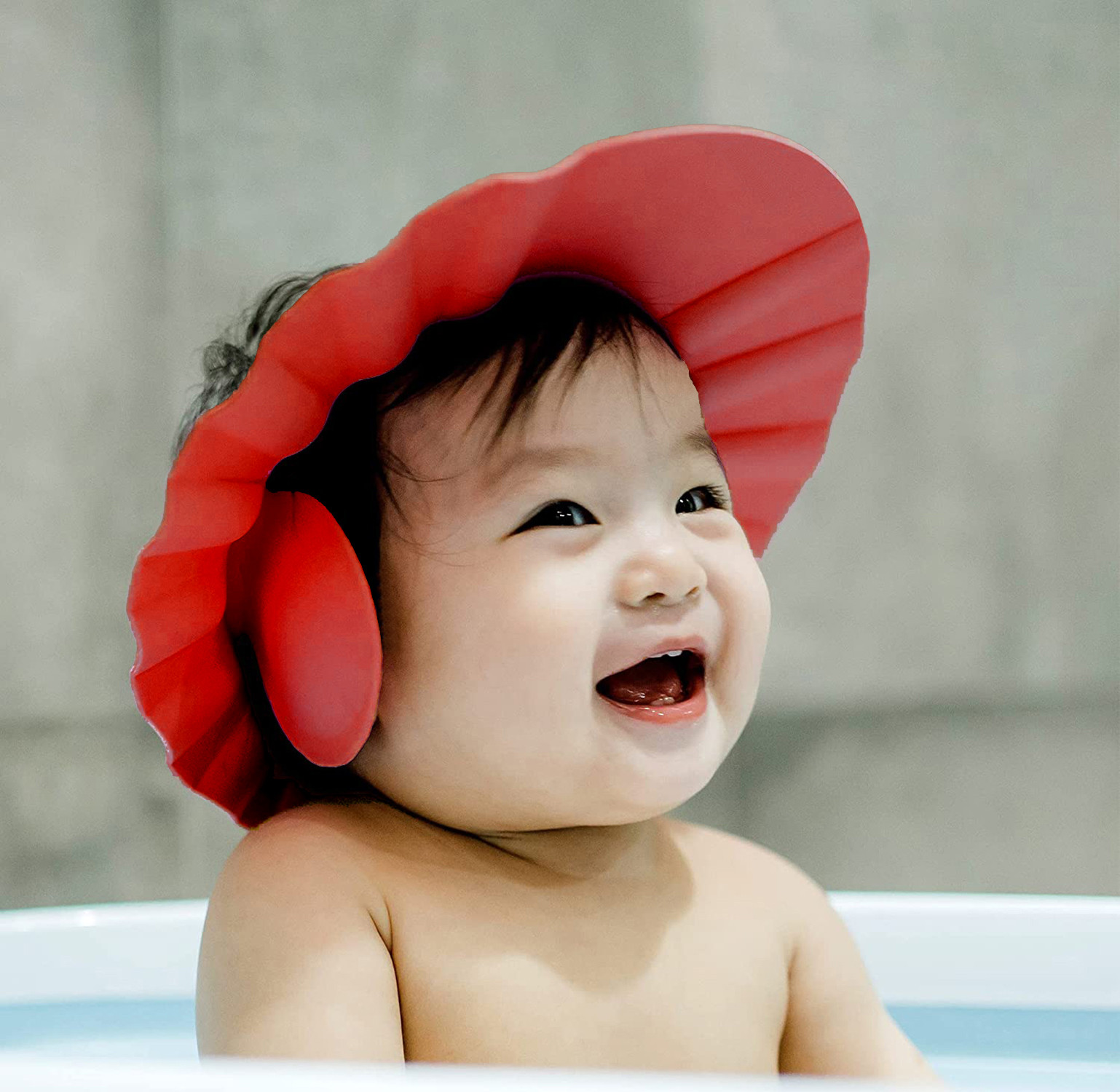 Kuber Industries Rubber Kids Adjustable Shower Cap For Wash Hair (Maroon) 54KM4196