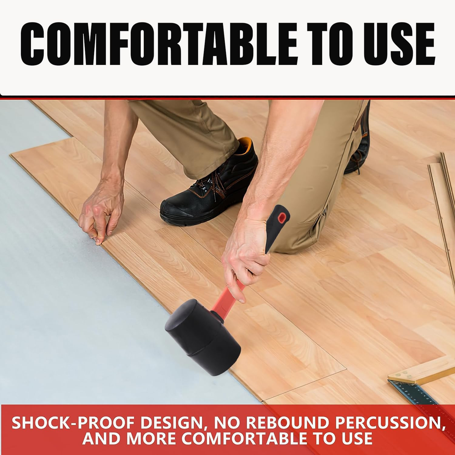 Kuber Industries Rubber Mallet|Non-Slip Small Hammer For Tiles|Soft Impact & No Damage (Red & Black)