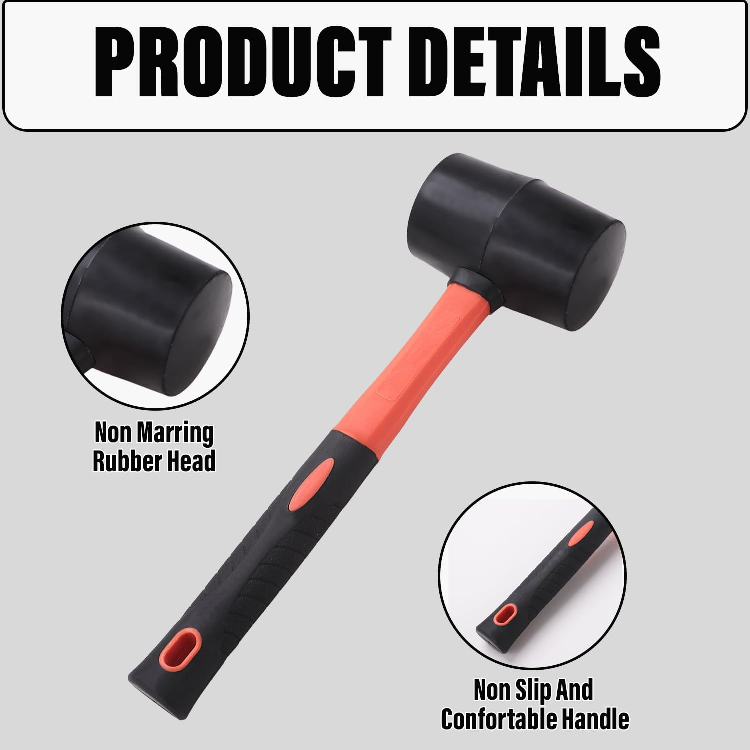 Kuber Industries Rubber Mallet|Non-Slip Small Hammer For Tiles|Soft Impact & No Damage (Red & Black)