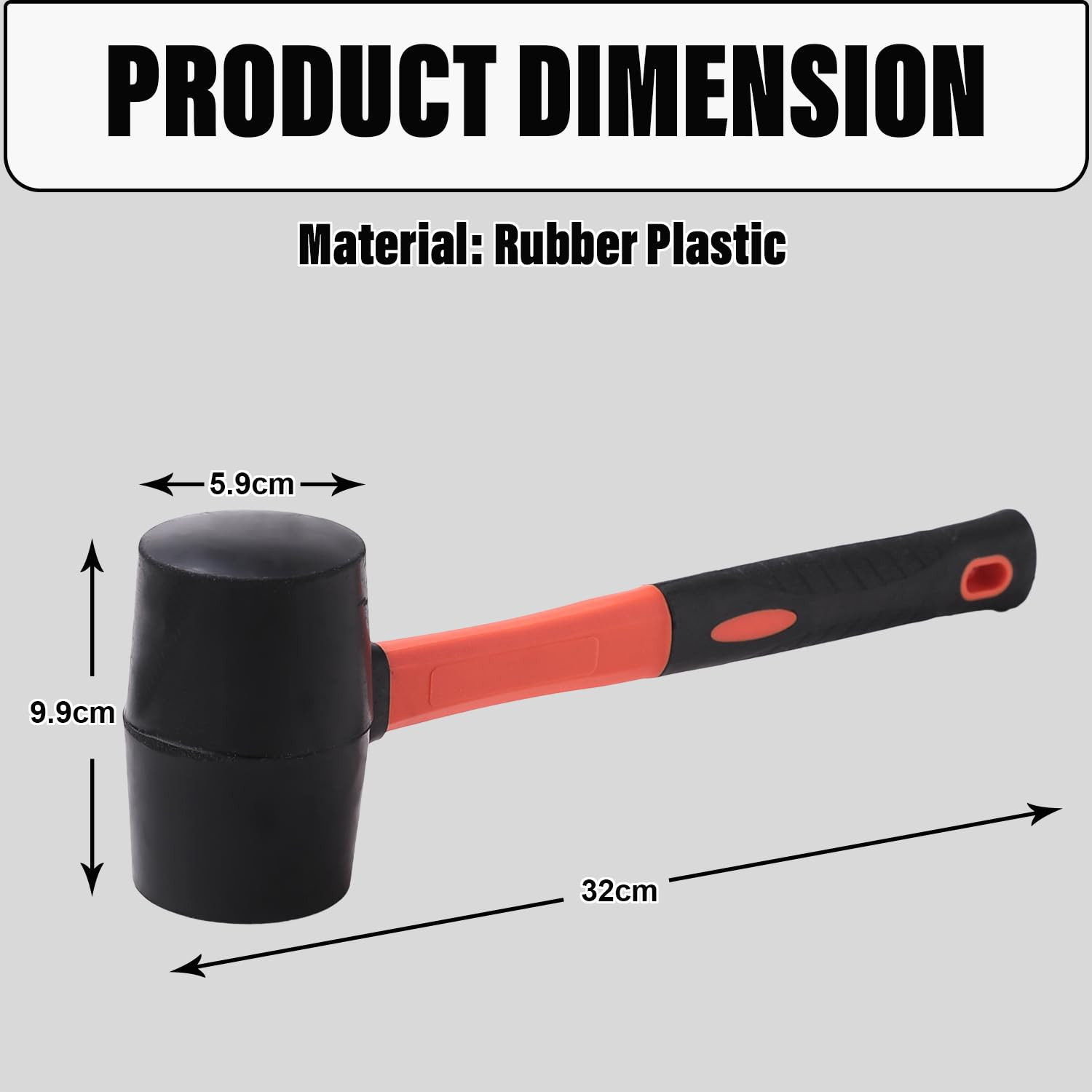 Kuber Industries Rubber Mallet|Non-Slip Small Hammer For Tiles|Soft Impact & No Damage (Red & Black)