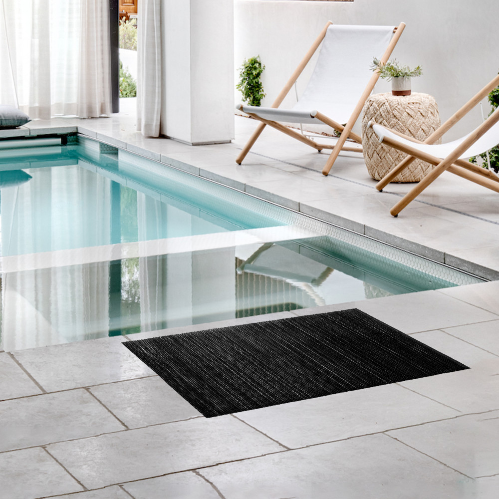 Kuber Industries Rubber Waterproof Anti-Skid Swimming Pool Mat|Shower Mat|Rainmat For Entrance Area,Bathroom,16 x 24 Inch (Black)