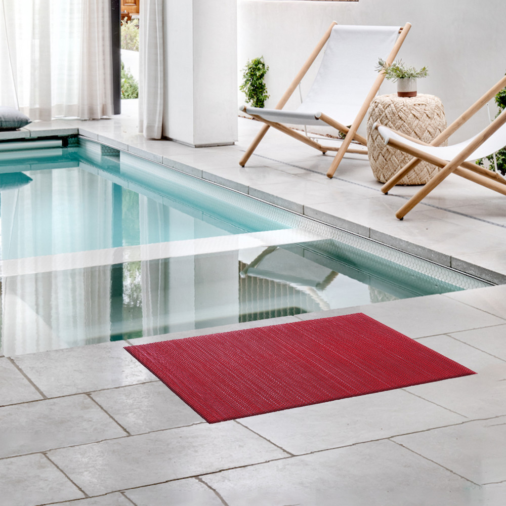 Kuber Industries Rubber Waterproof Anti-Skid Swimming Pool Mat|Shower Mat|Rainmat For Entrance Area,Bathroom,16 x 24 Inch (Red)