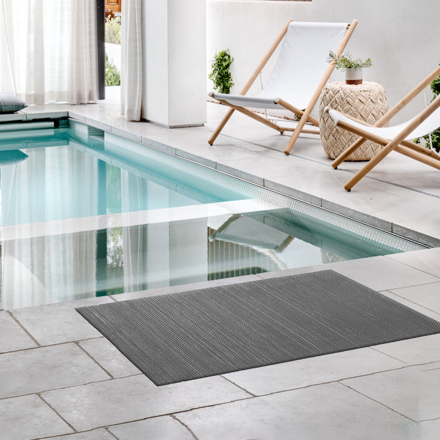 Kuber Industries Rubber Waterproof Anti-Skid Swimming Pool Mat|Shower Mat|Rainmat For Entrance Area,Bathroom,2 x 3 Feet (Gray)