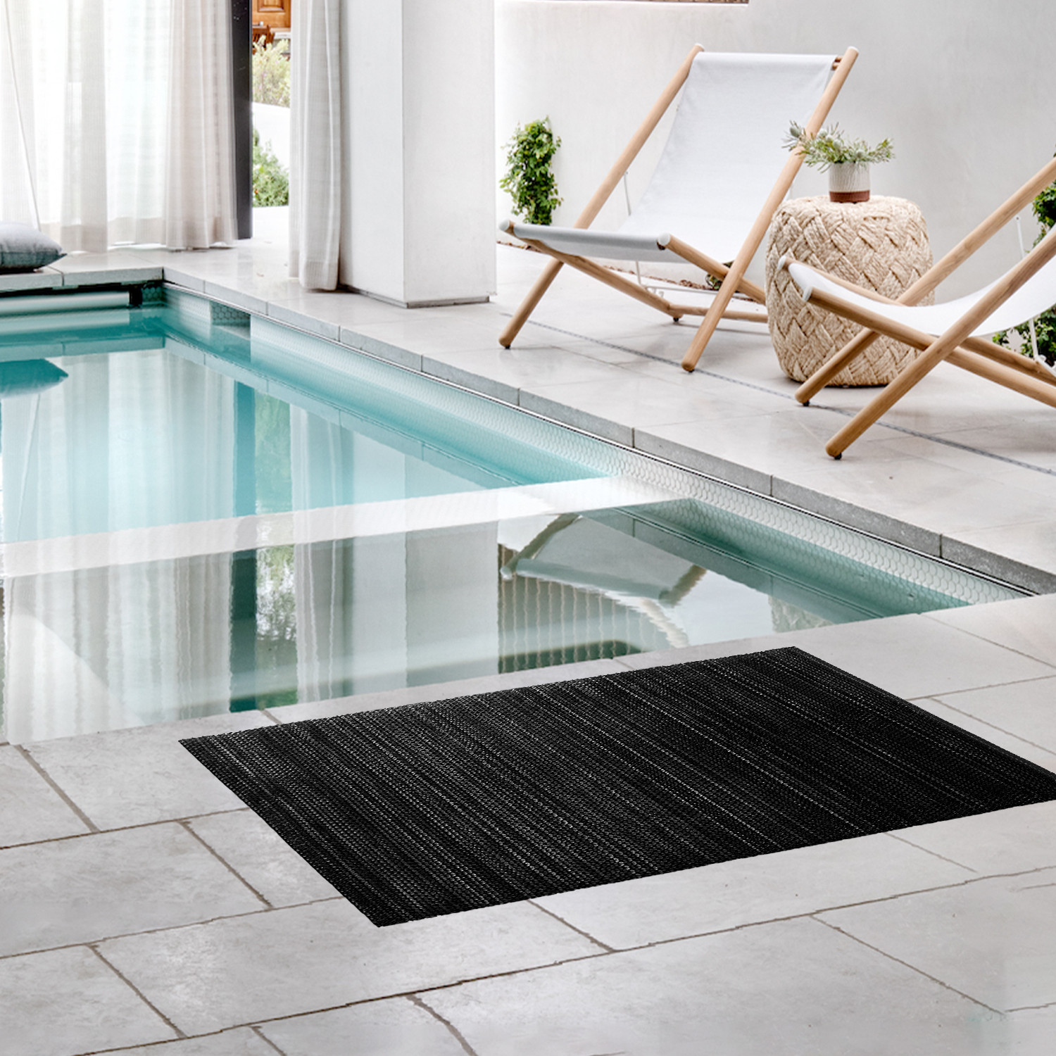 Kuber Industries Rubber Waterproof Anti-Skid Swimming Pool Mat|Shower Mat|Rainmat For Entrance Area,Bathroom,2 x 3 Feet (Black)
