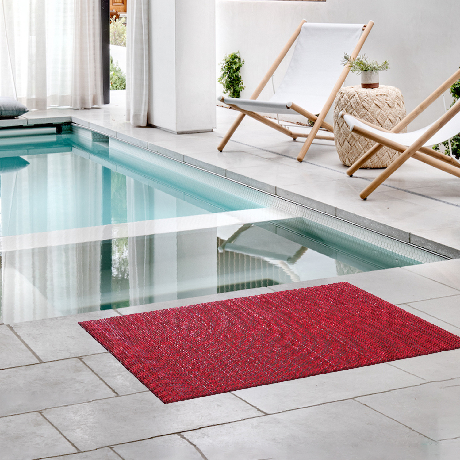 Kuber Industries Rubber Waterproof Anti-Skid Swimming Pool Mat|Shower Mat|Rainmat For Entrance Area,Bathroom,2 x 3 Feet (Red)